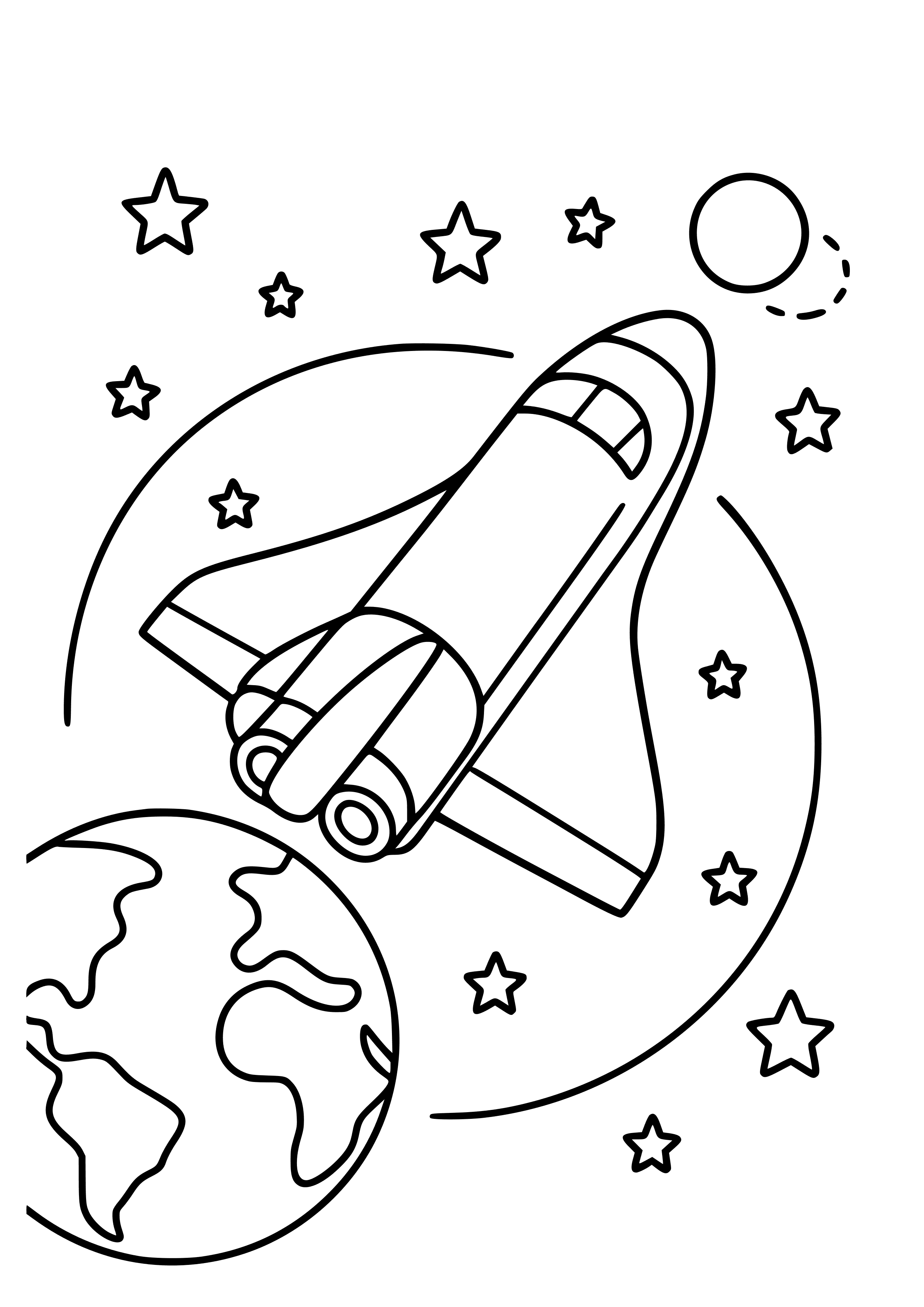 Space Shuttle in Orbit Coloring Page