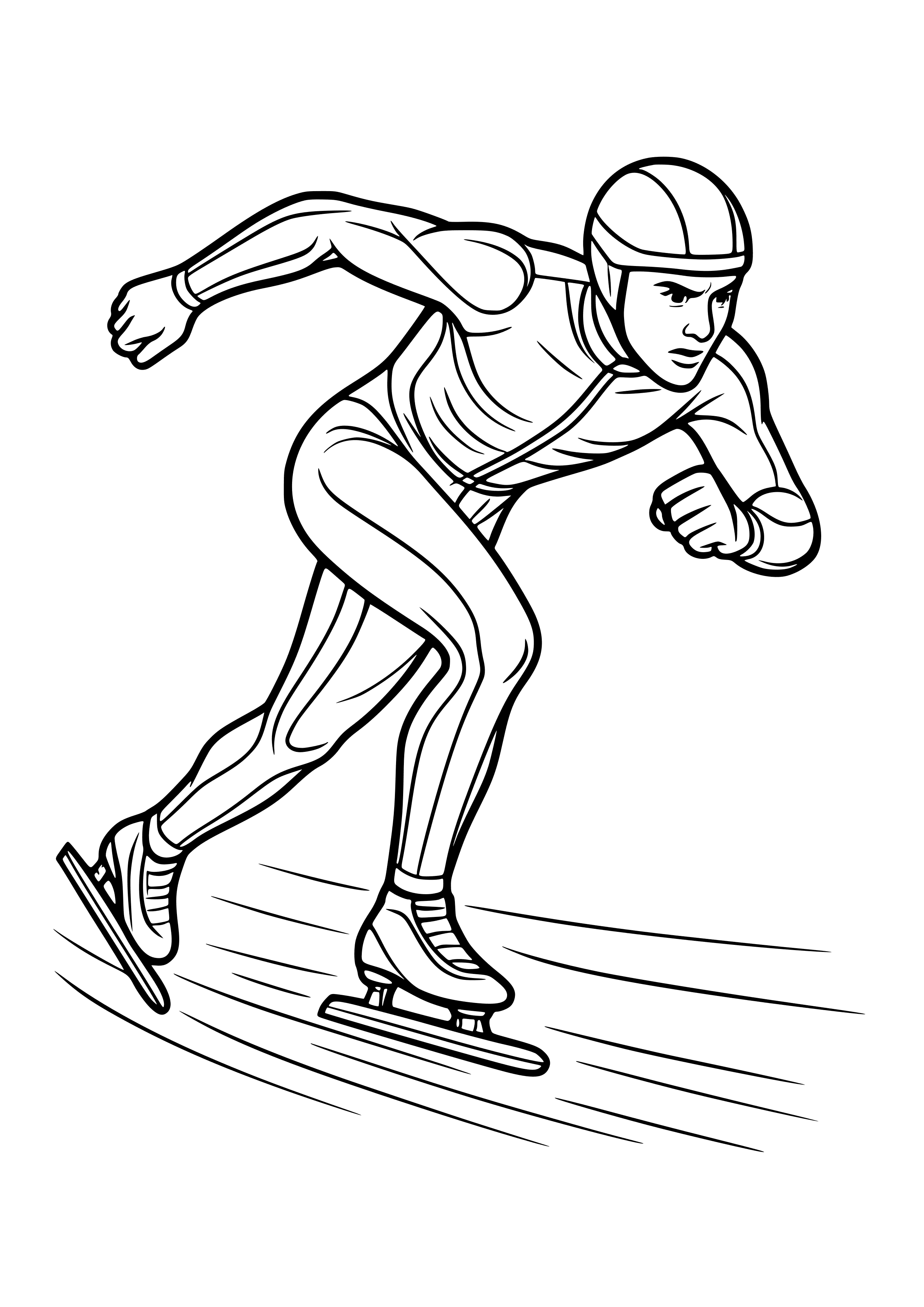 Speed Skater Racing on Ice Coloring Page