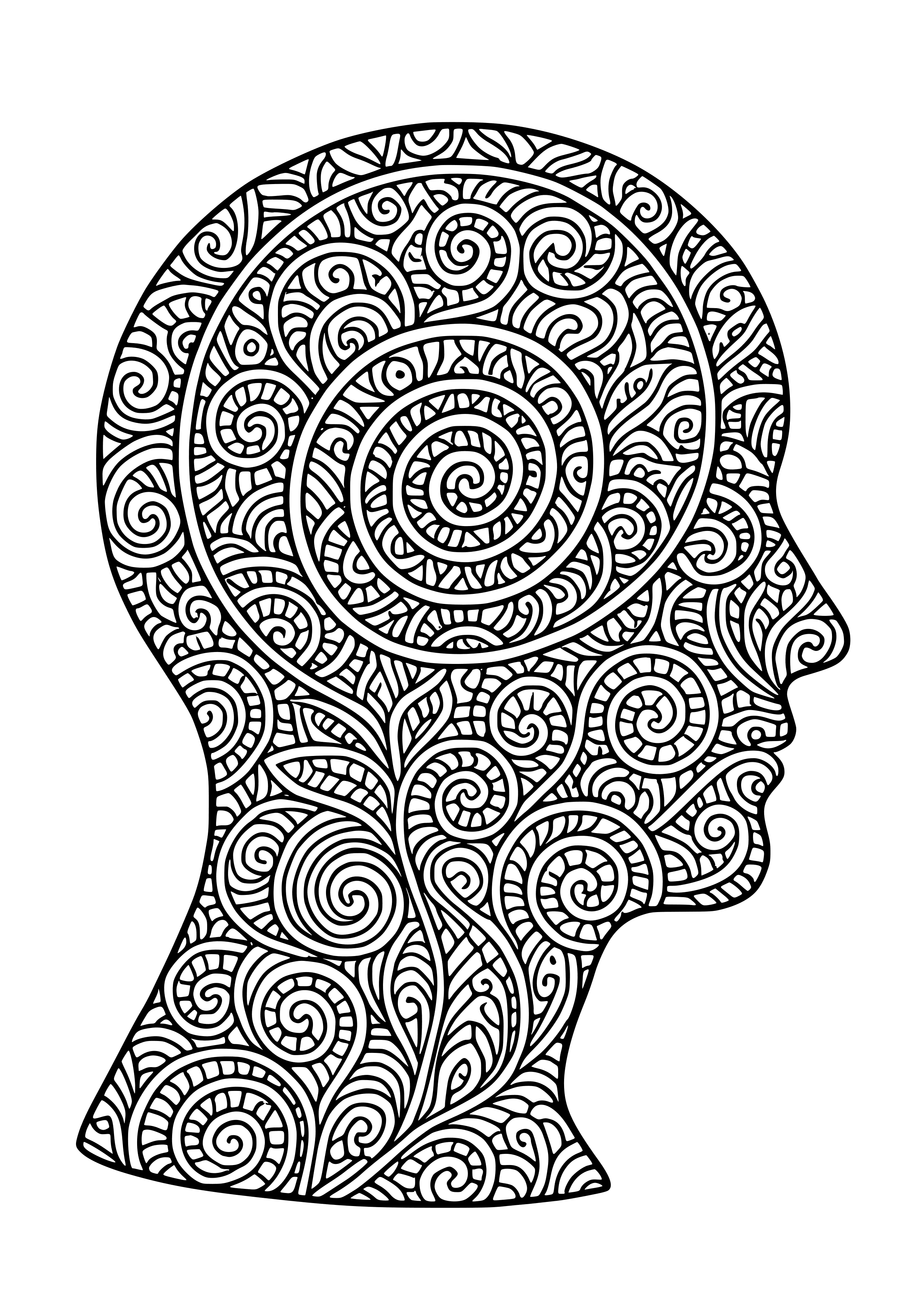 Spiraled Patterns of Self-reflection and Awareness Coloring Page