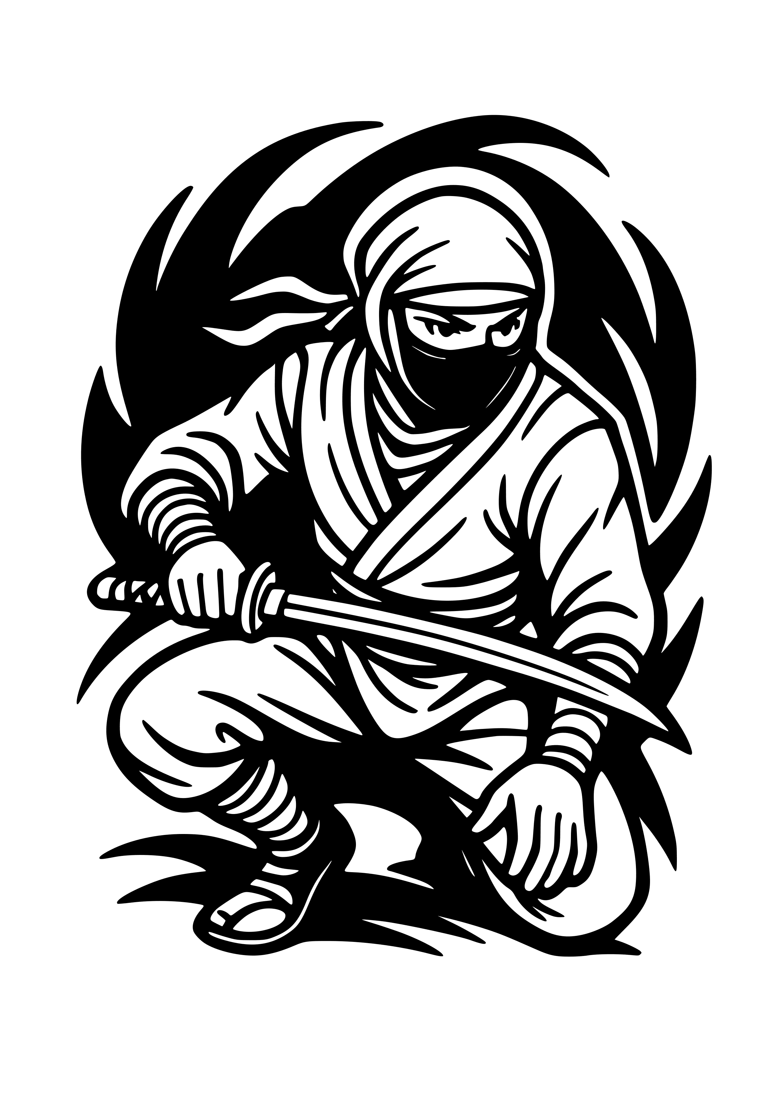 Stealthy Ninja in the Shadows Coloring Page