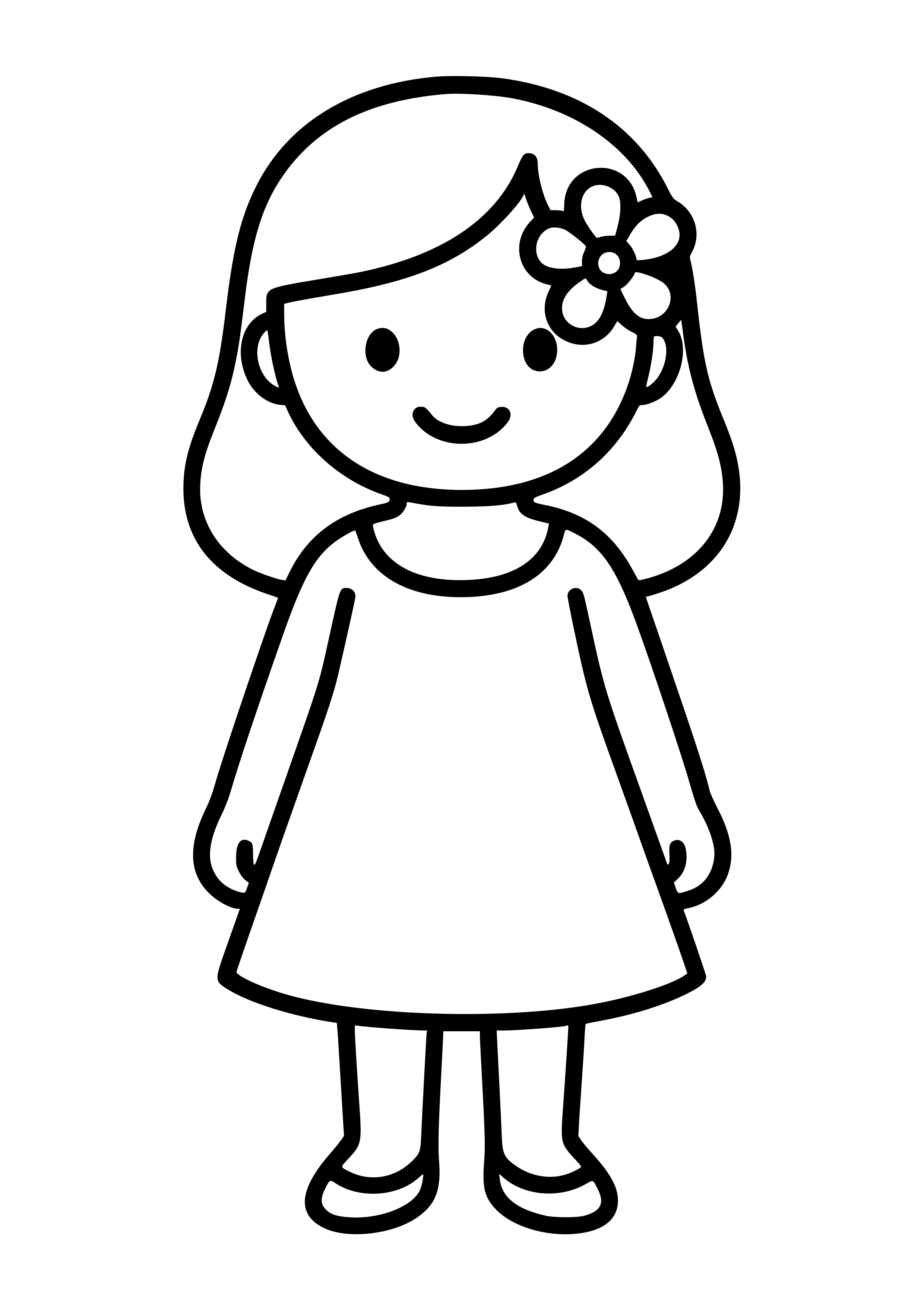 Stylish Girl in a Summer Dress Coloring Page