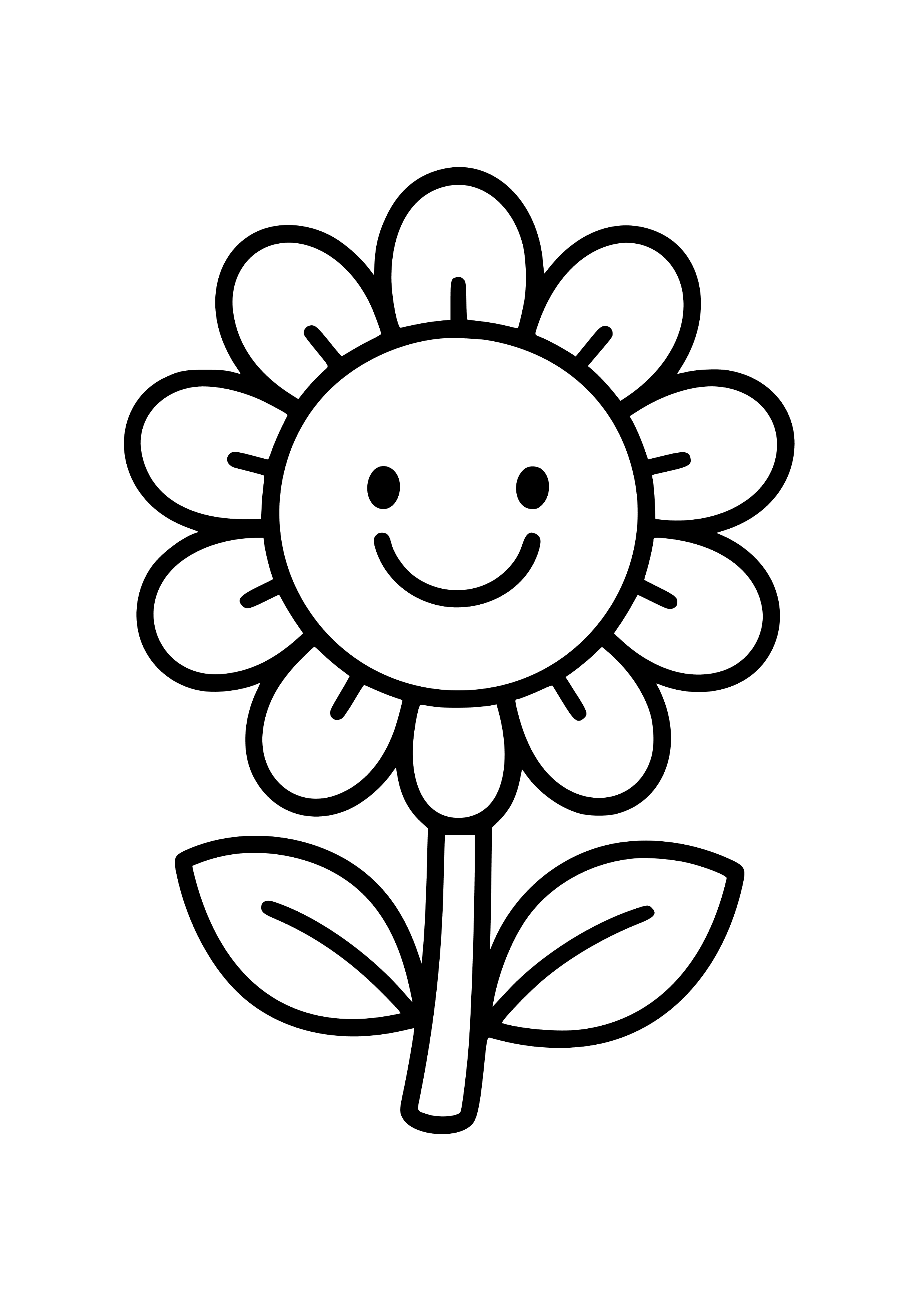 Sunflower with a Smiling Face Coloring Page