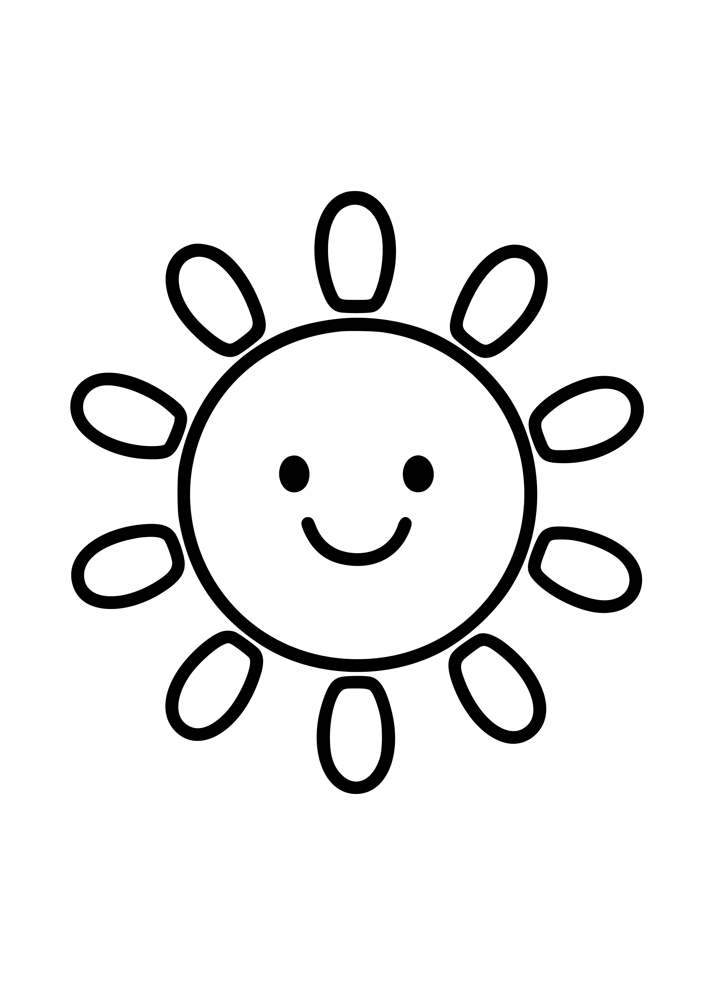 Sunshine with a Smiling Face Coloring Page