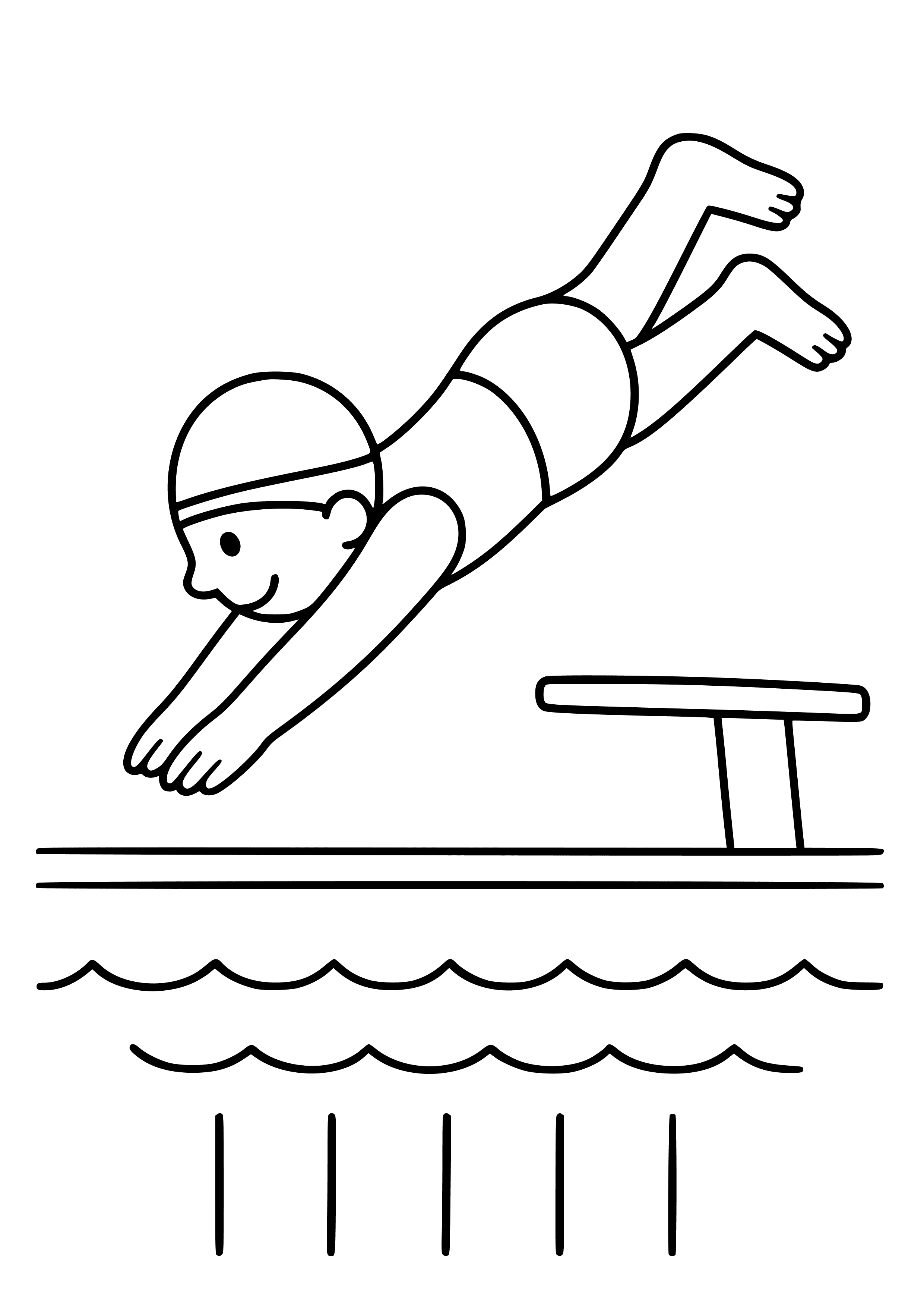 Swimmer Diving Into the Pool Coloring Page