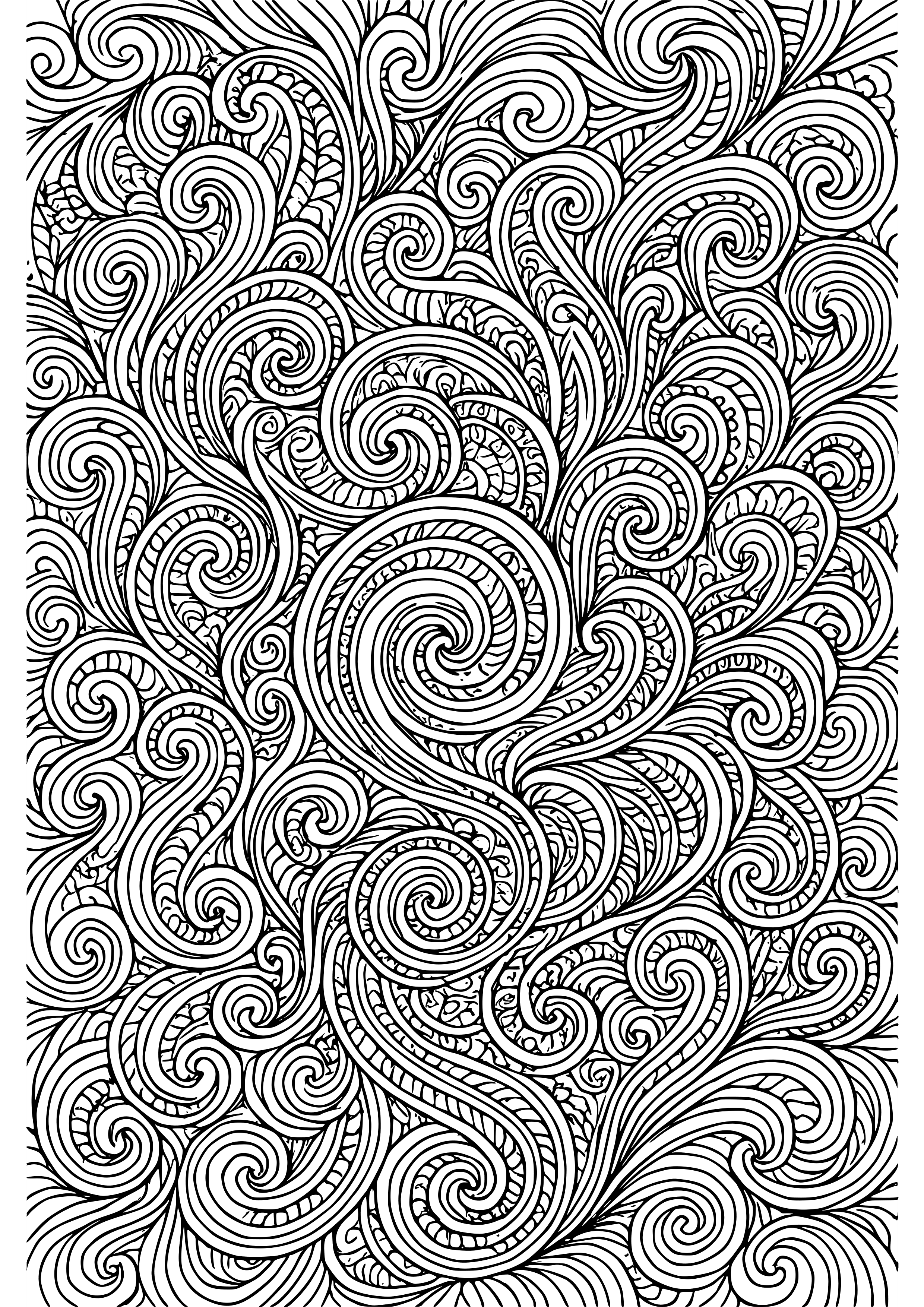 Swirling Designs Illustrating Emotional Turbulence Coloring Page