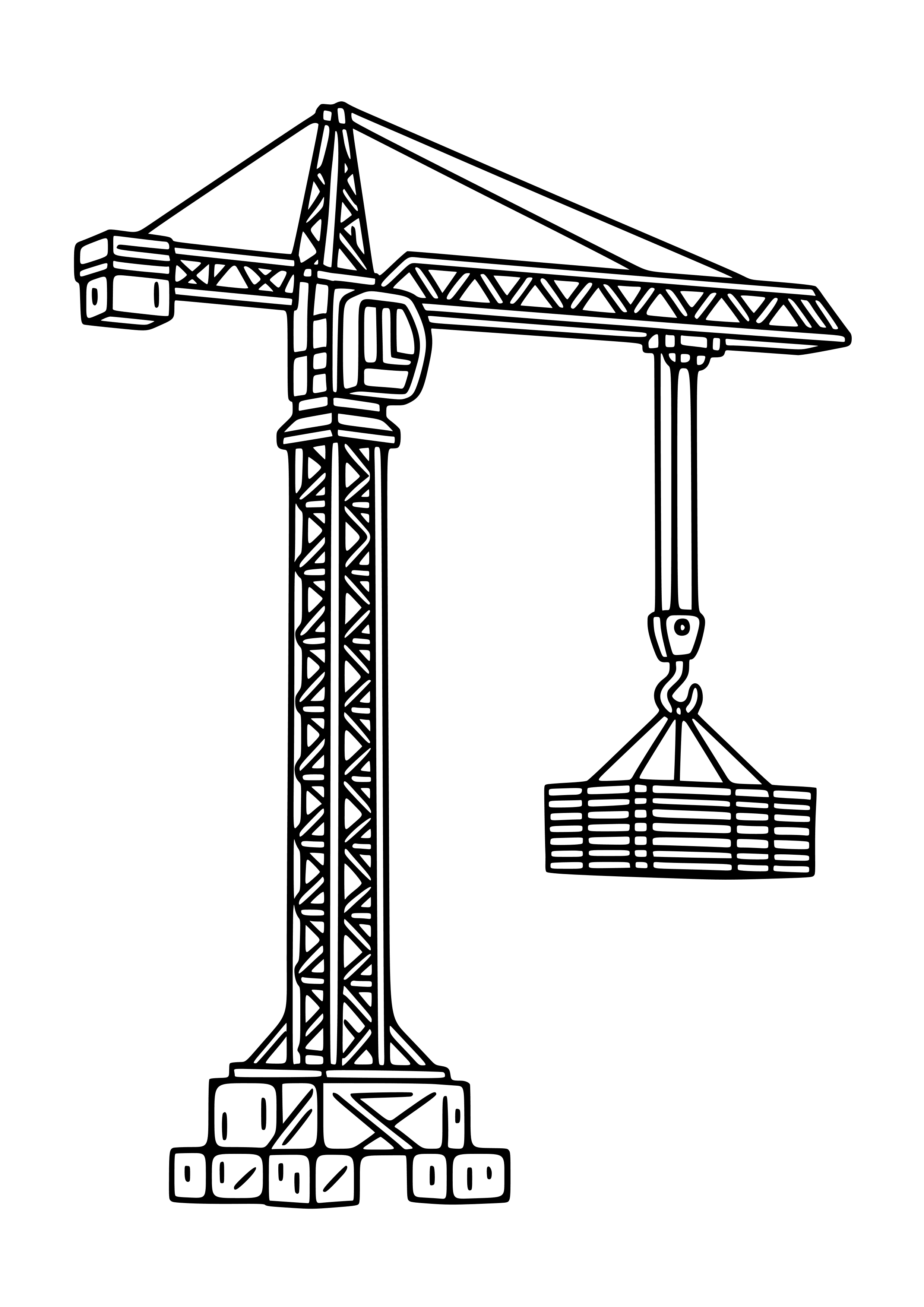 Tall Crane Lifting Materials Coloring Page