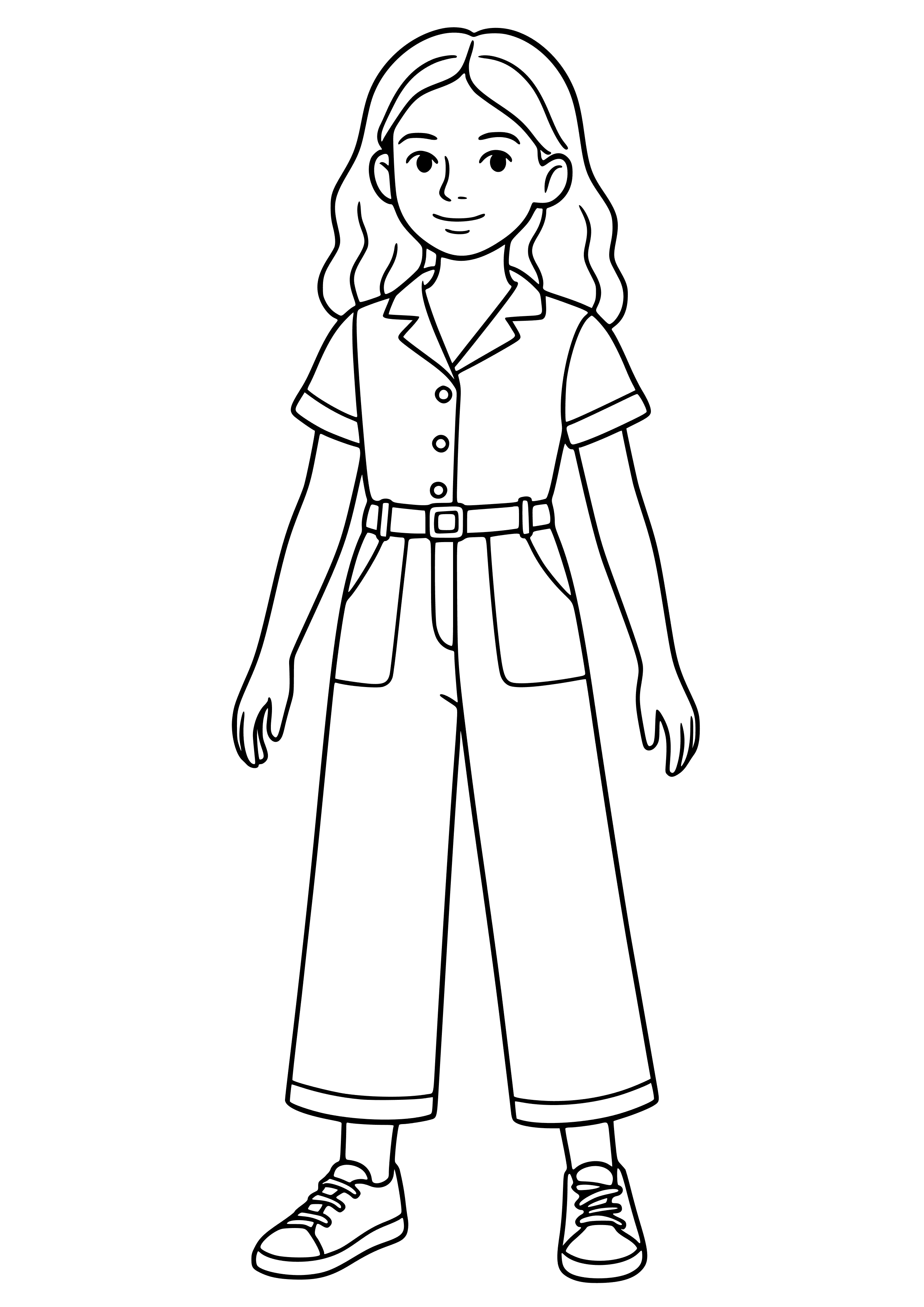 Teen Girl in a Stylish Jumpsuit Coloring Page