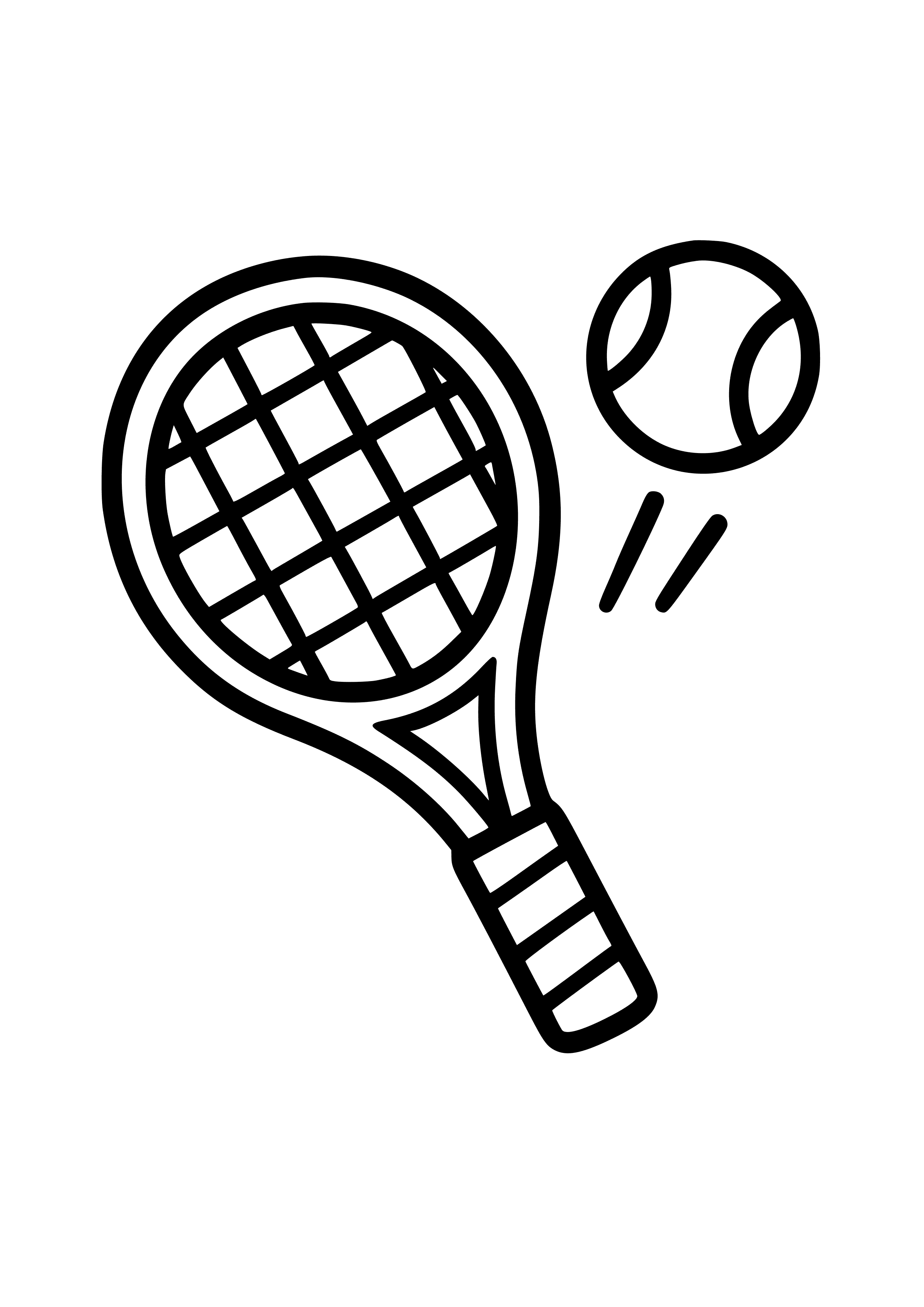 Tennis Racket Hitting a Ball Coloring Page