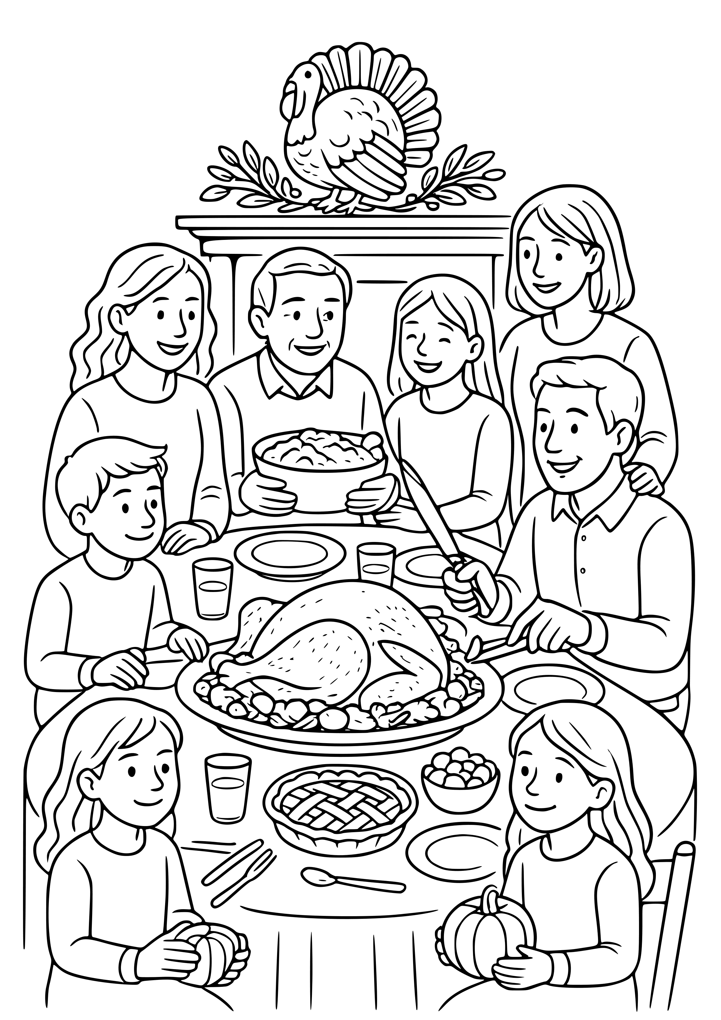 Thanksgiving Family Traditions Coloring Page