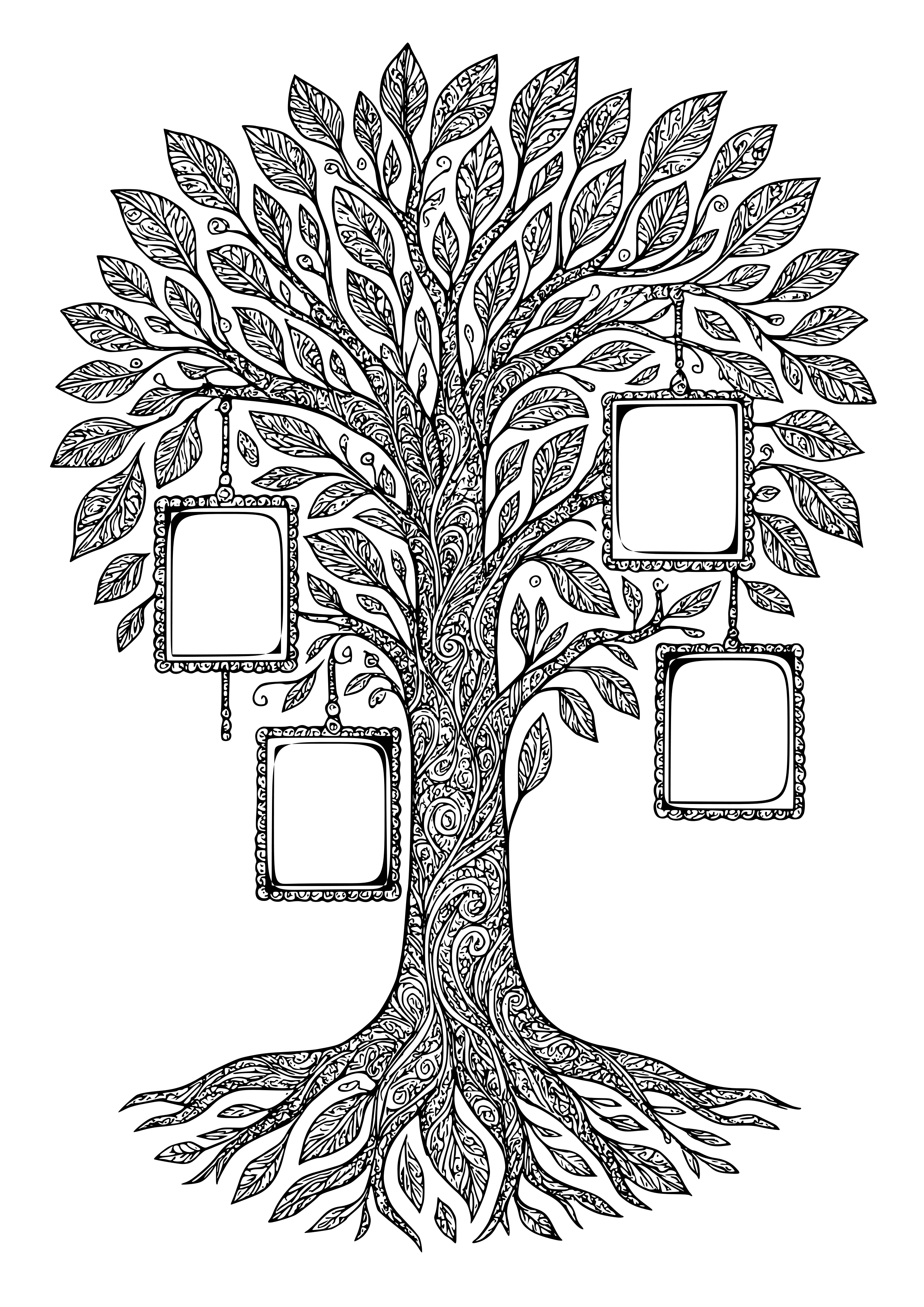 Thanksgiving Tree with Gratitude Notes Coloring Page