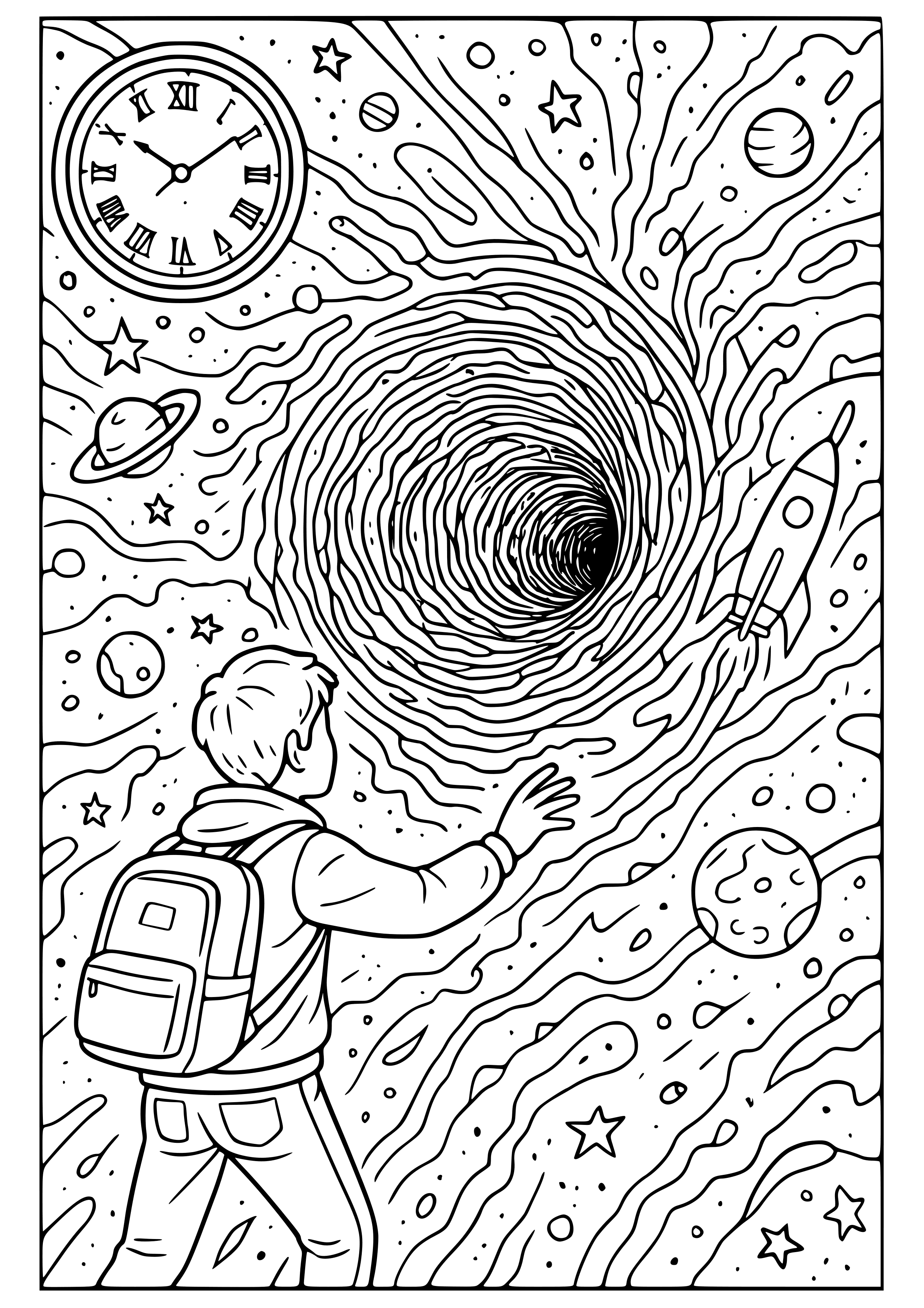 Time Travel Through a Wormhole Coloring Page