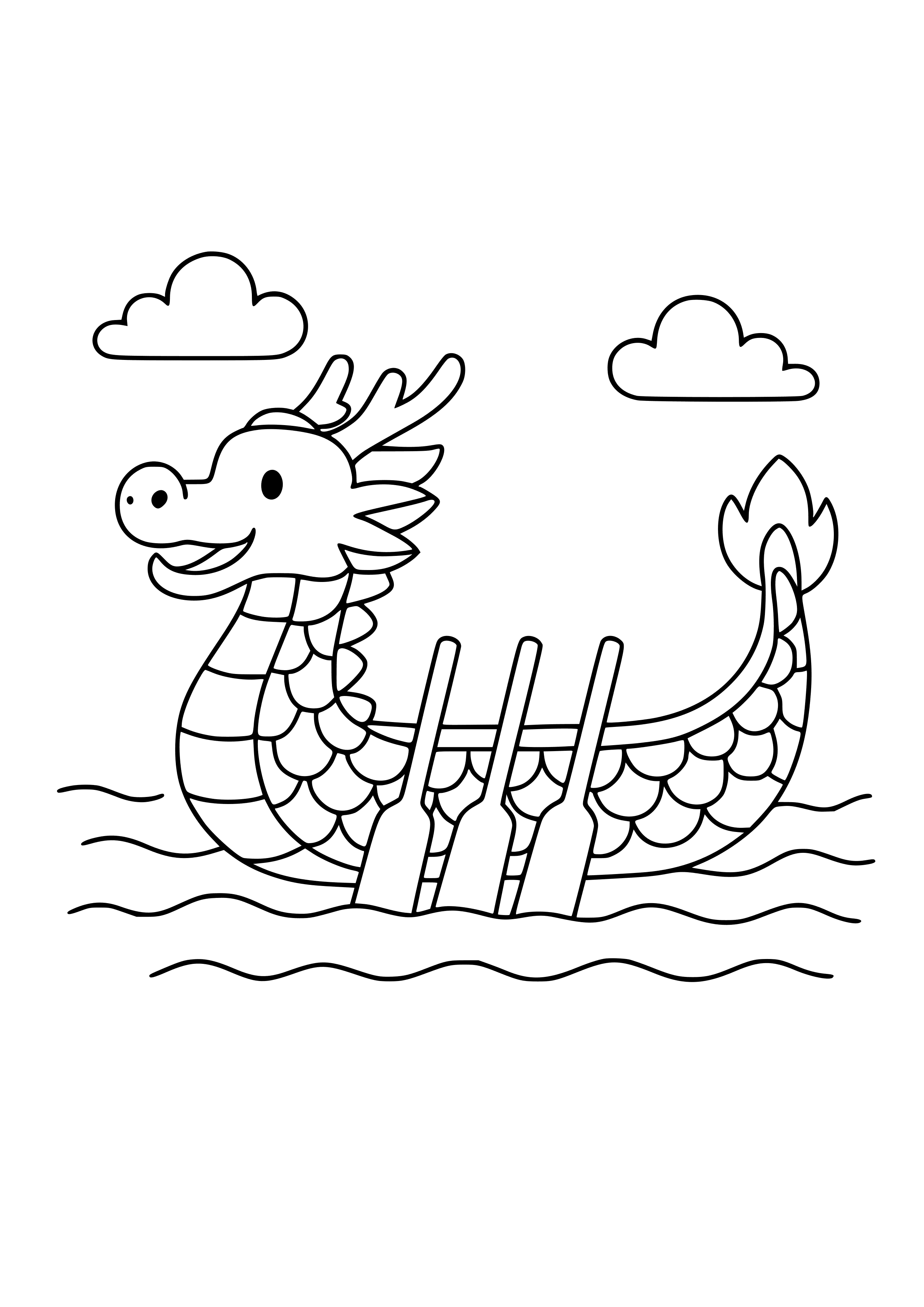 Traditional Dragon Boat on a River Coloring Page