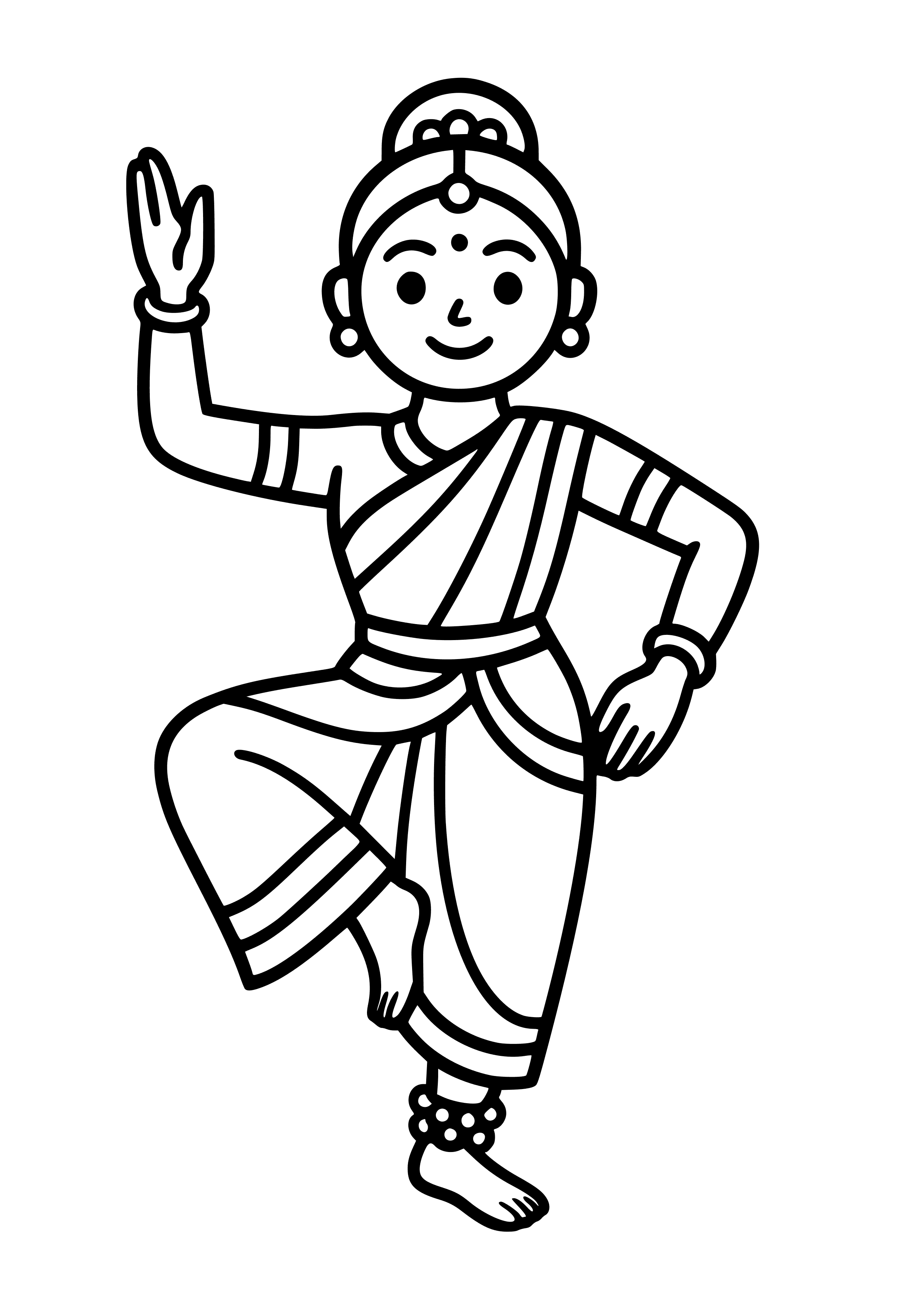 Traditional Indian Dancer in Colorful Attire Coloring Page