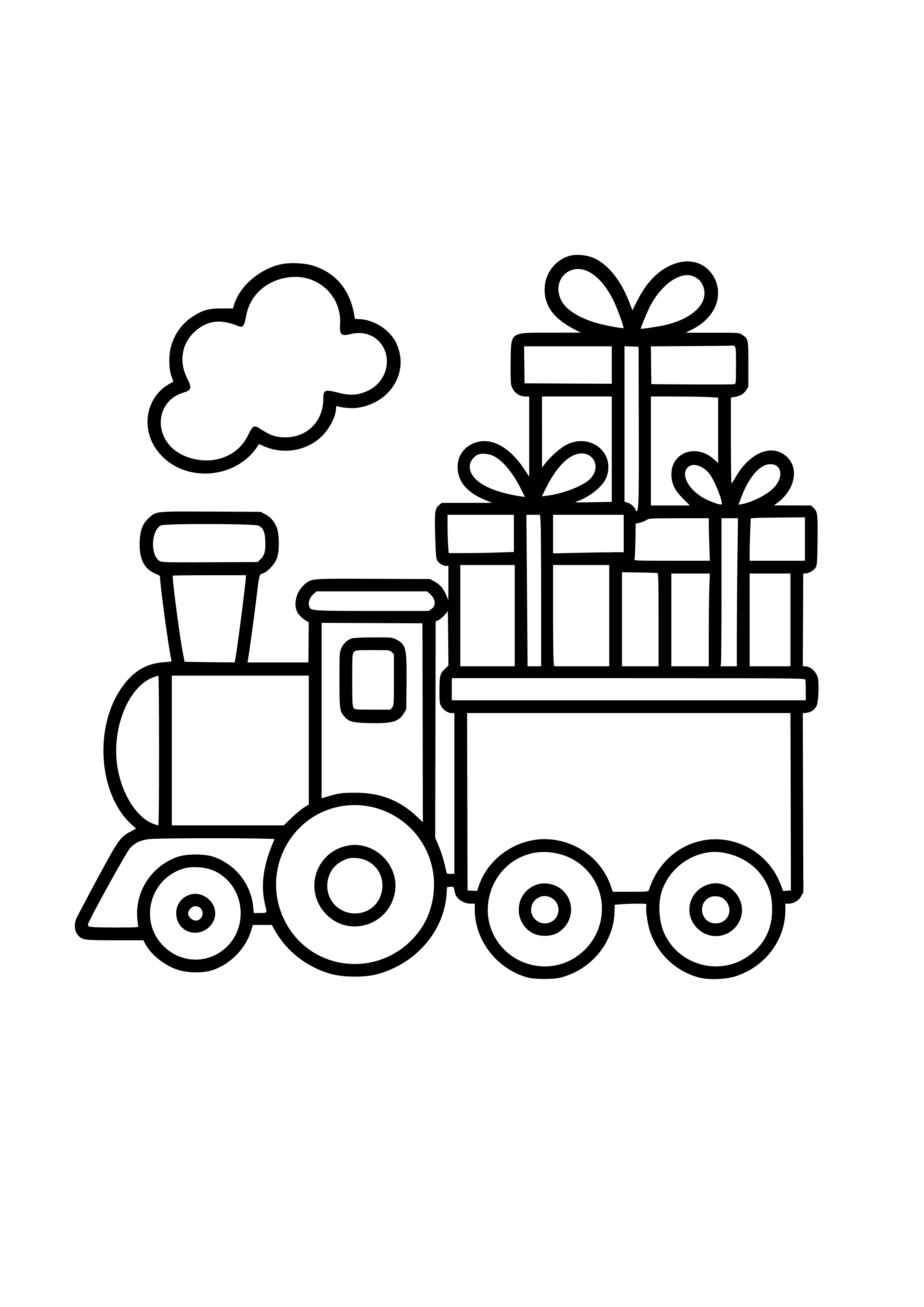 Train Loaded with Holiday Gifts Coloring Page
