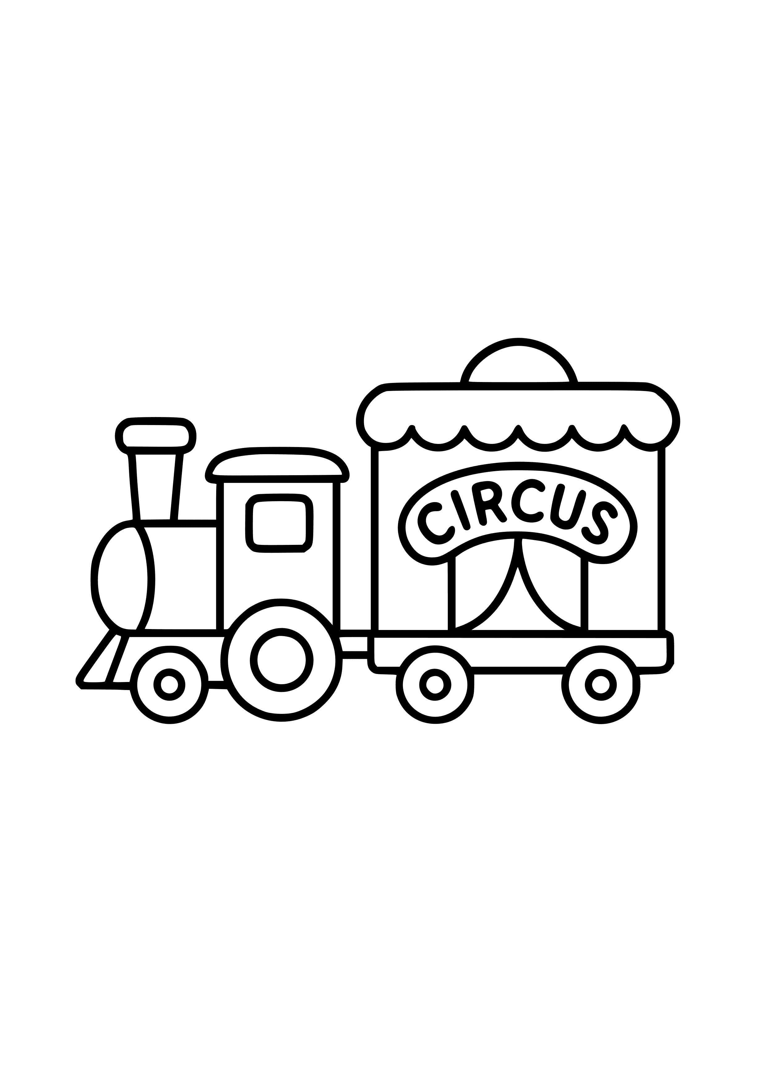 Train Pulling a Circus Wagon Coloring Page