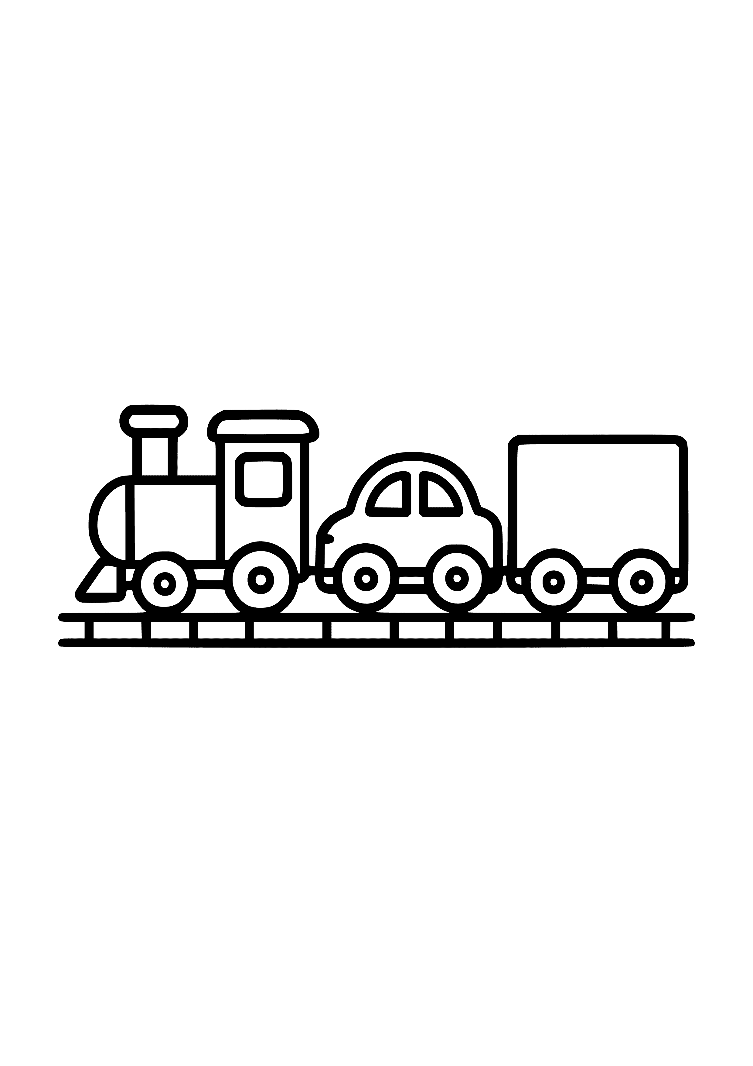 Train with Cars and Trucks Coloring Page