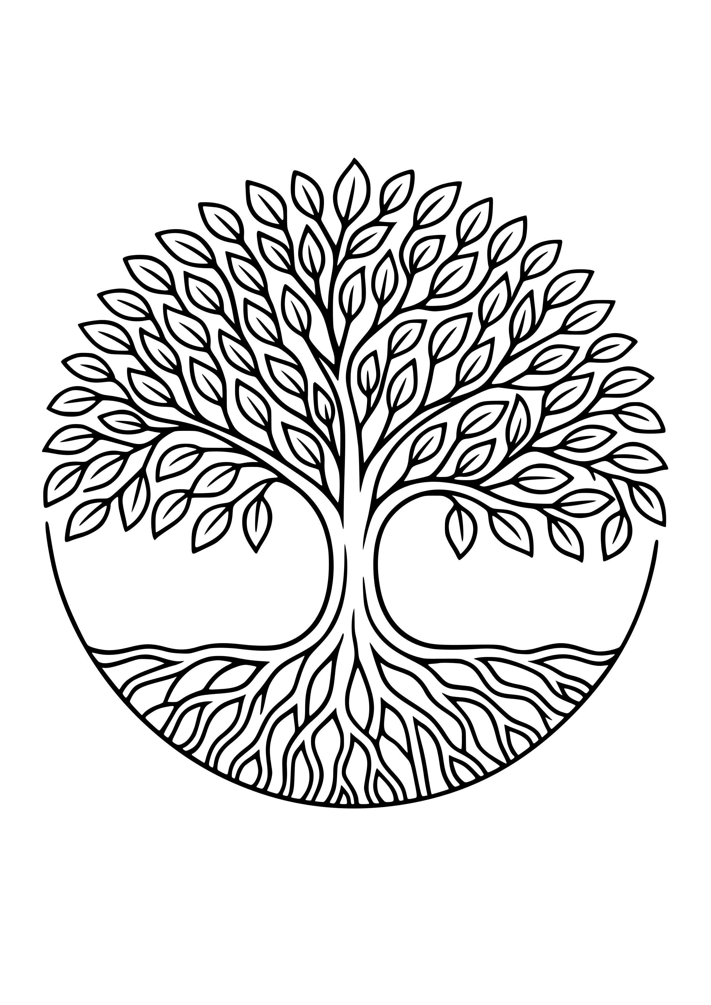 Tree of Life with Roots and Branches Coloring Page
