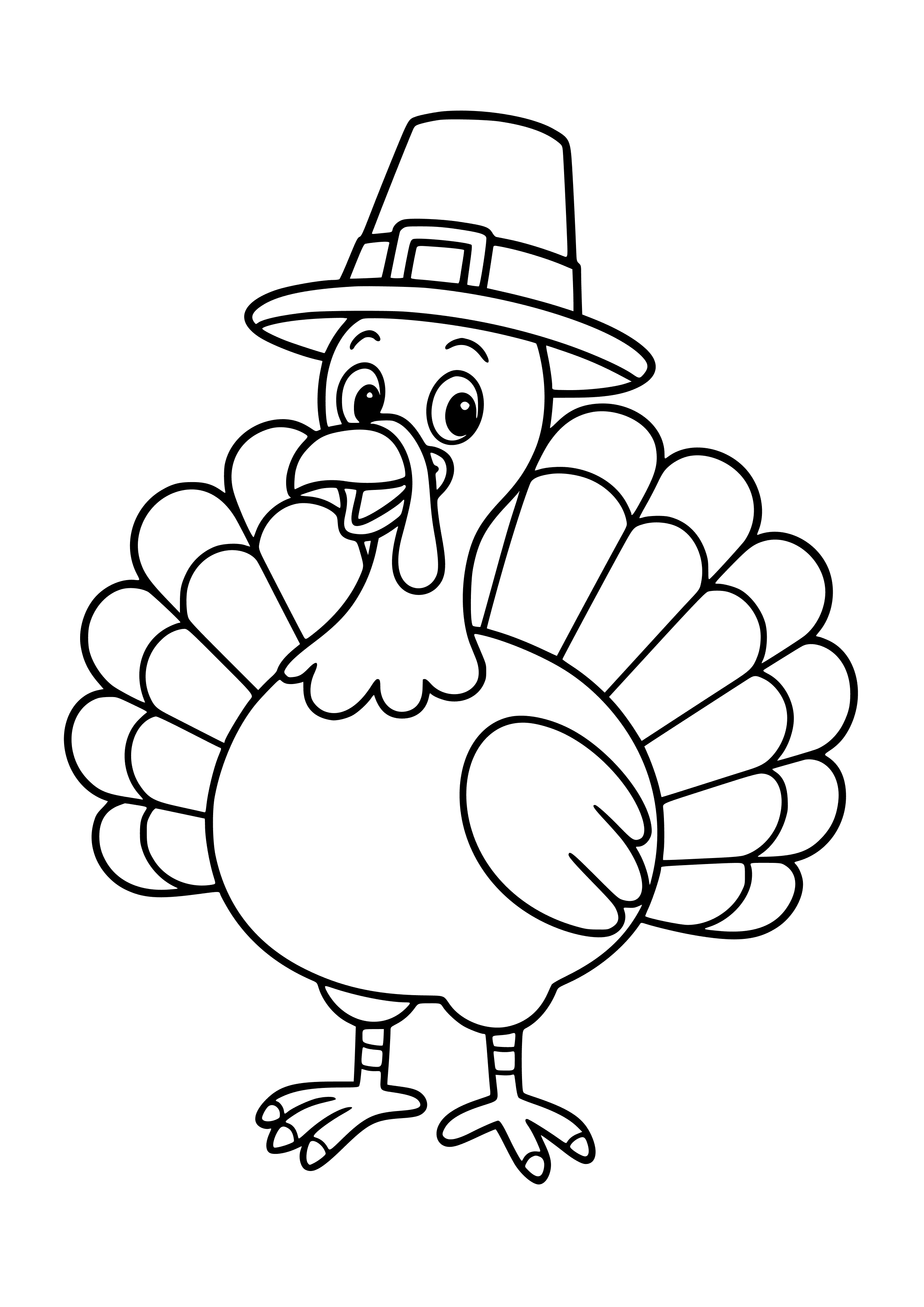 Turkey Wearing a Pilgrim Hat Coloring Page