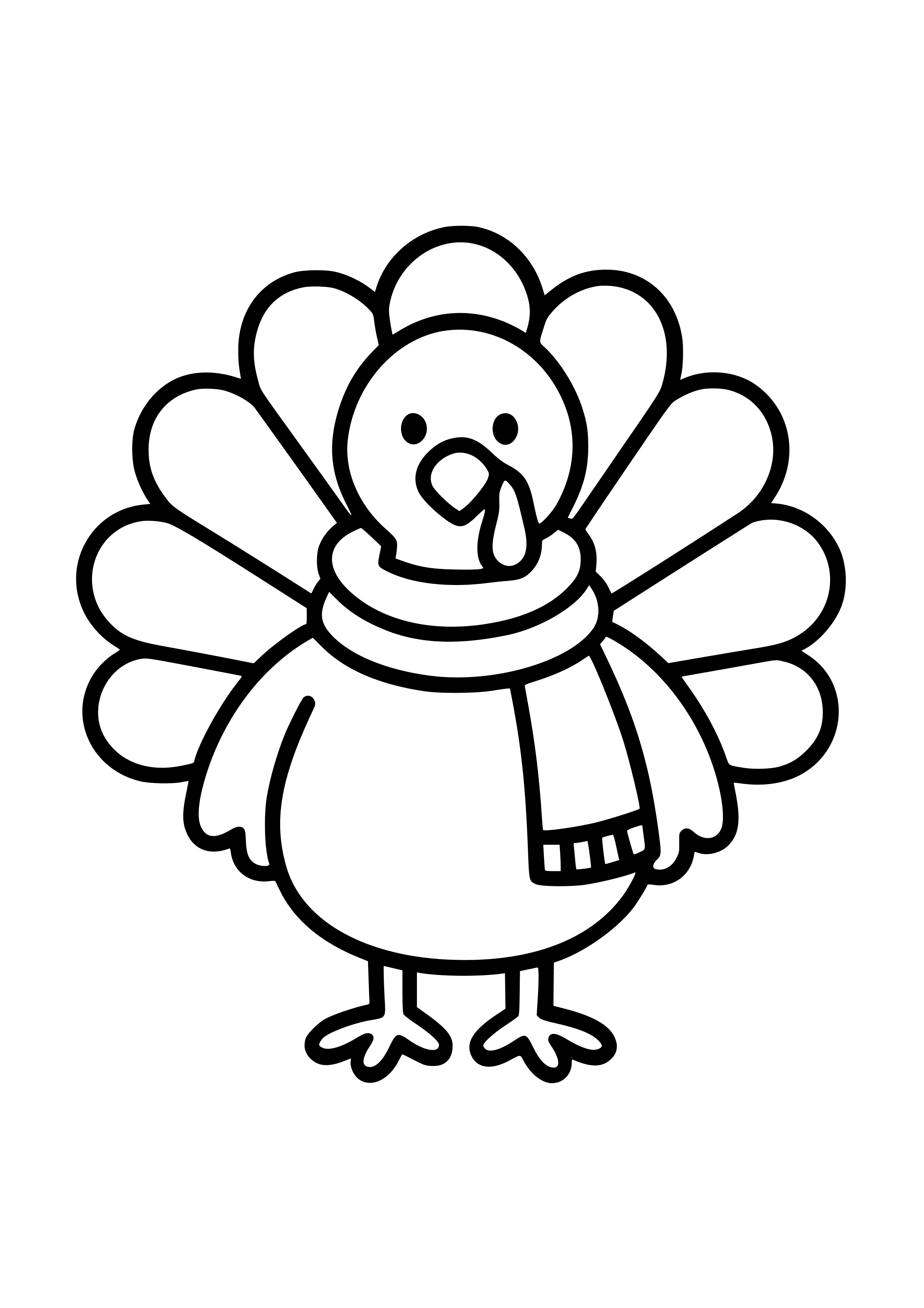 Turkey with a Cozy Scarf Coloring Page