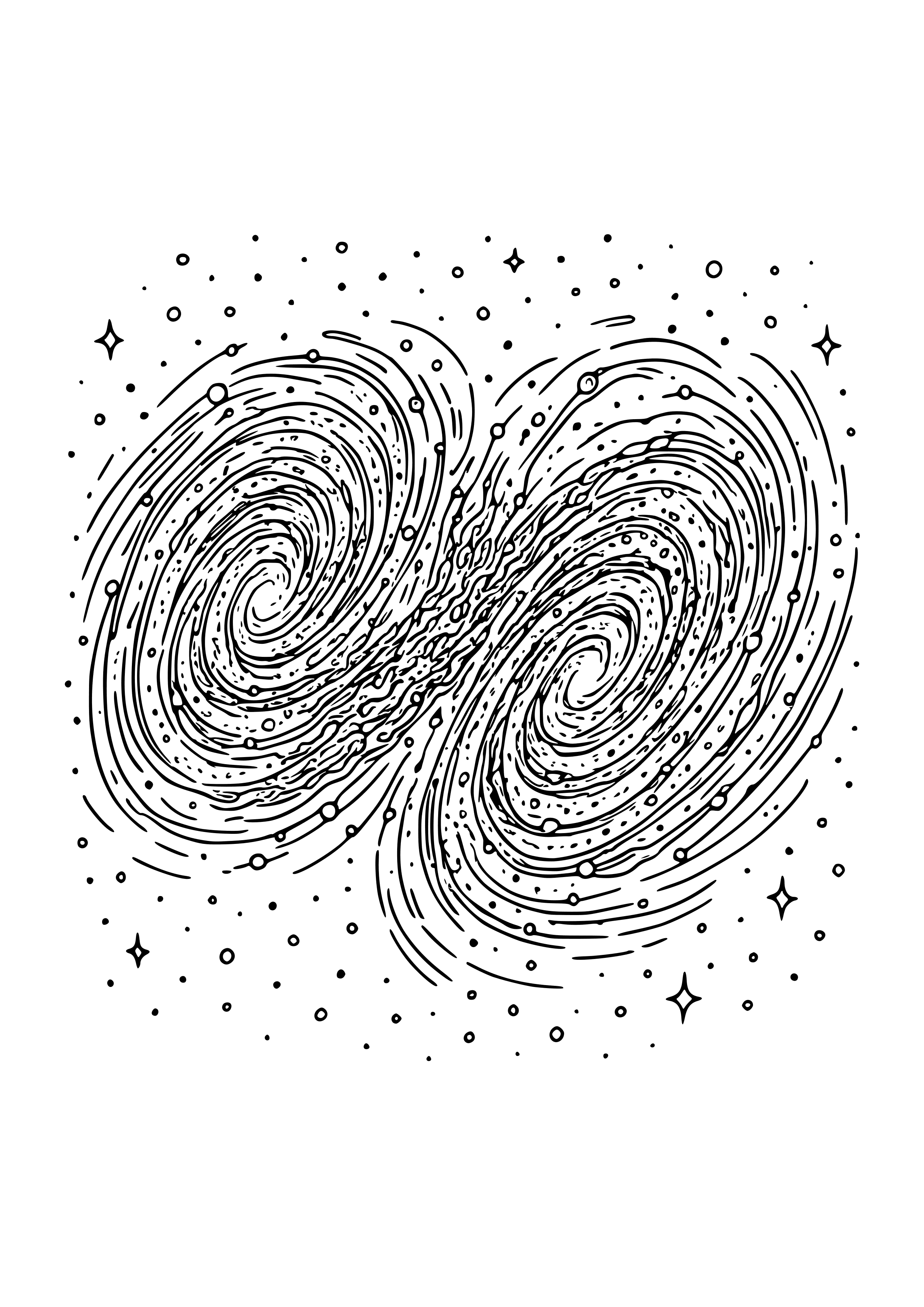 Two Galaxies Colliding Coloring Page