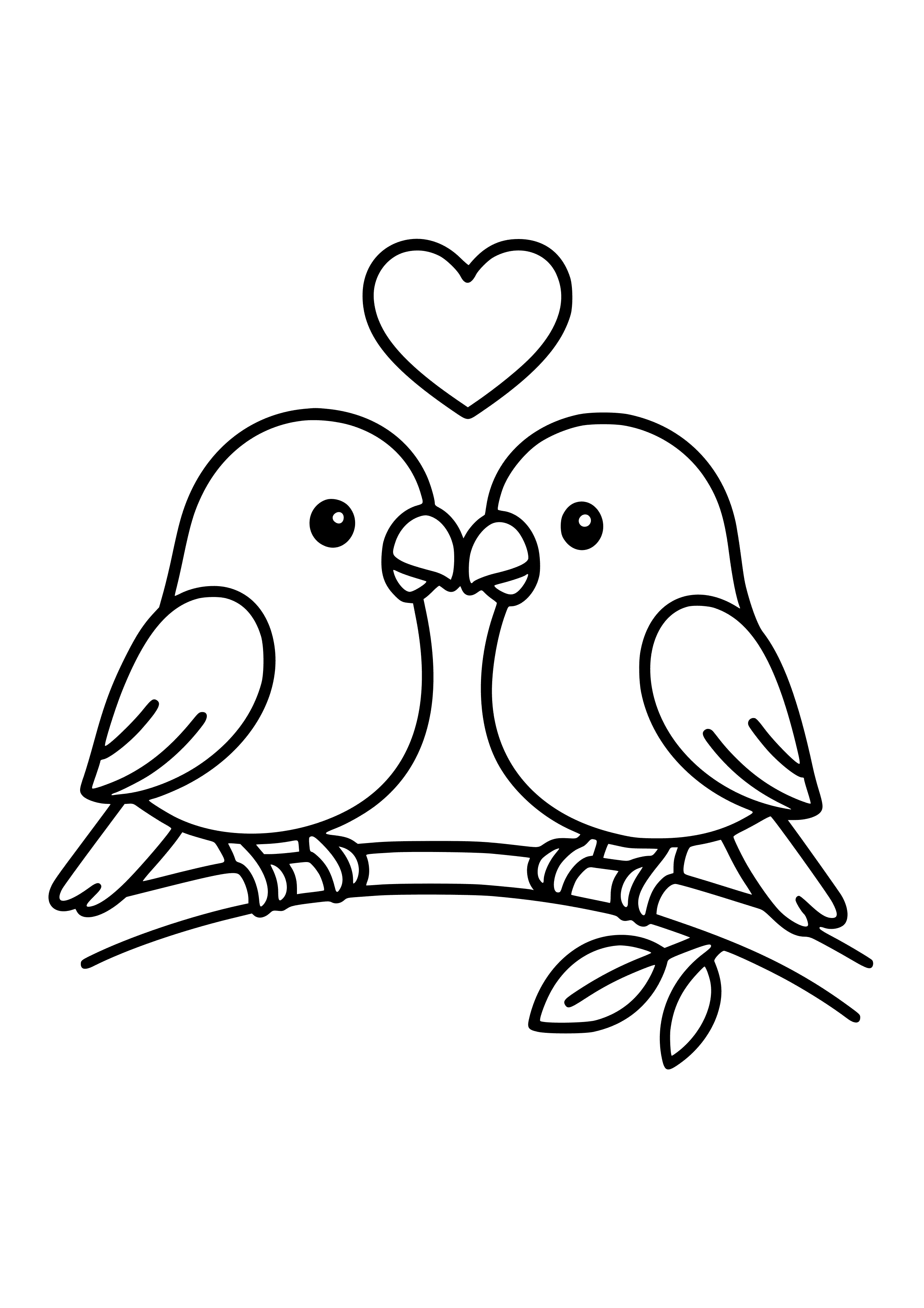 Two Lovebirds on a Branch Coloring Page