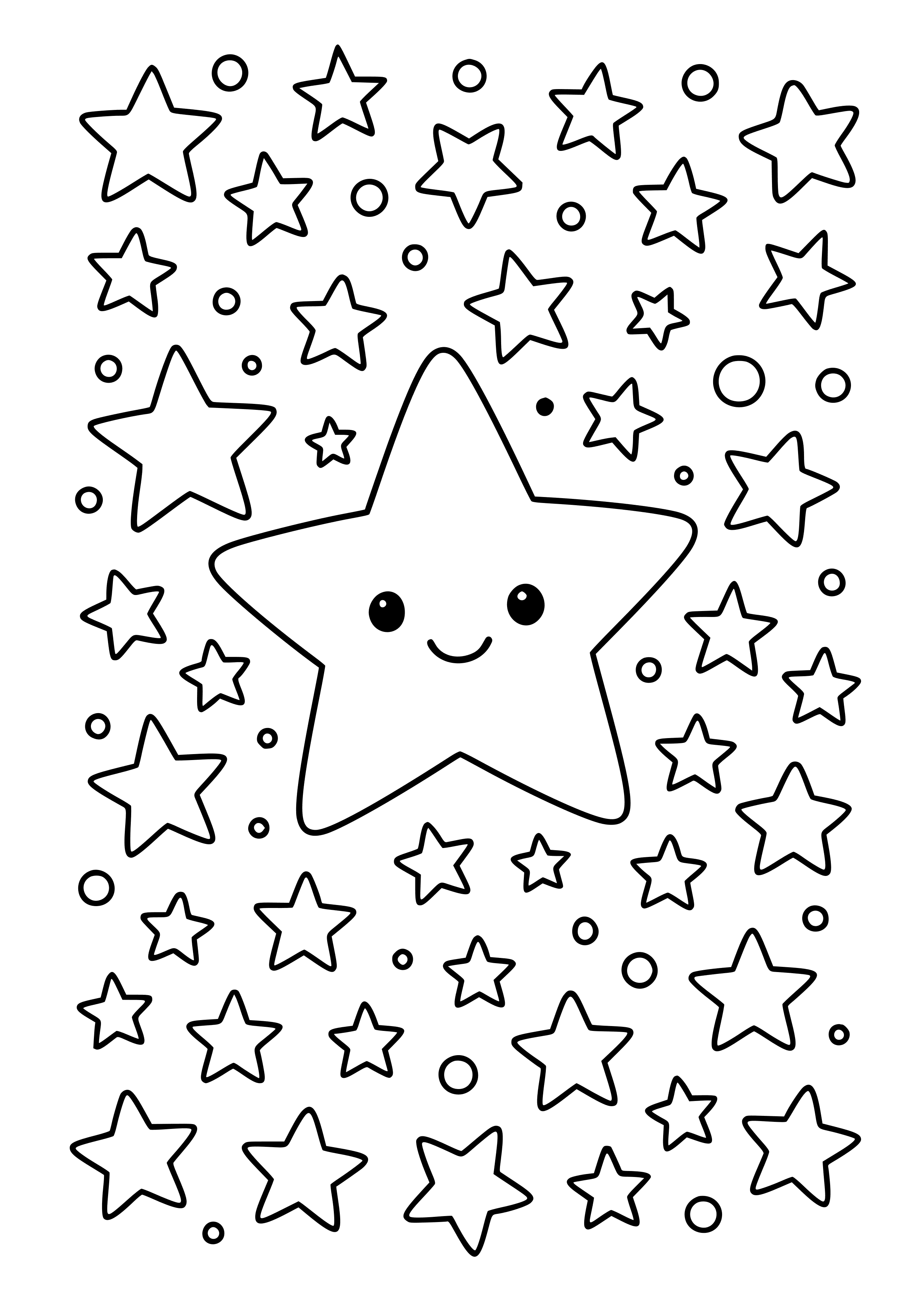 Universe Filled with Colorful Stars Coloring Page