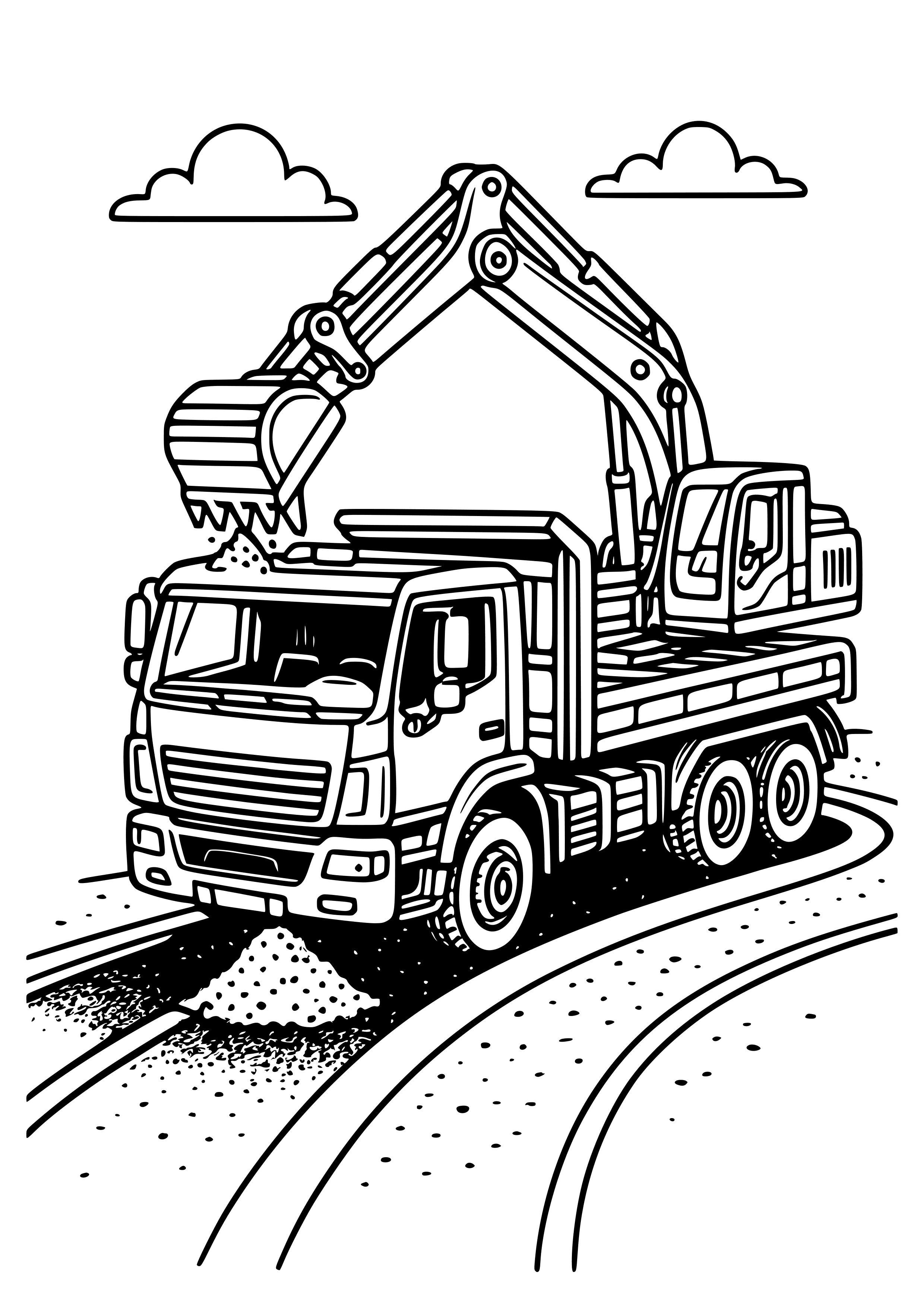 Utility Truck Building a Road Coloring Page