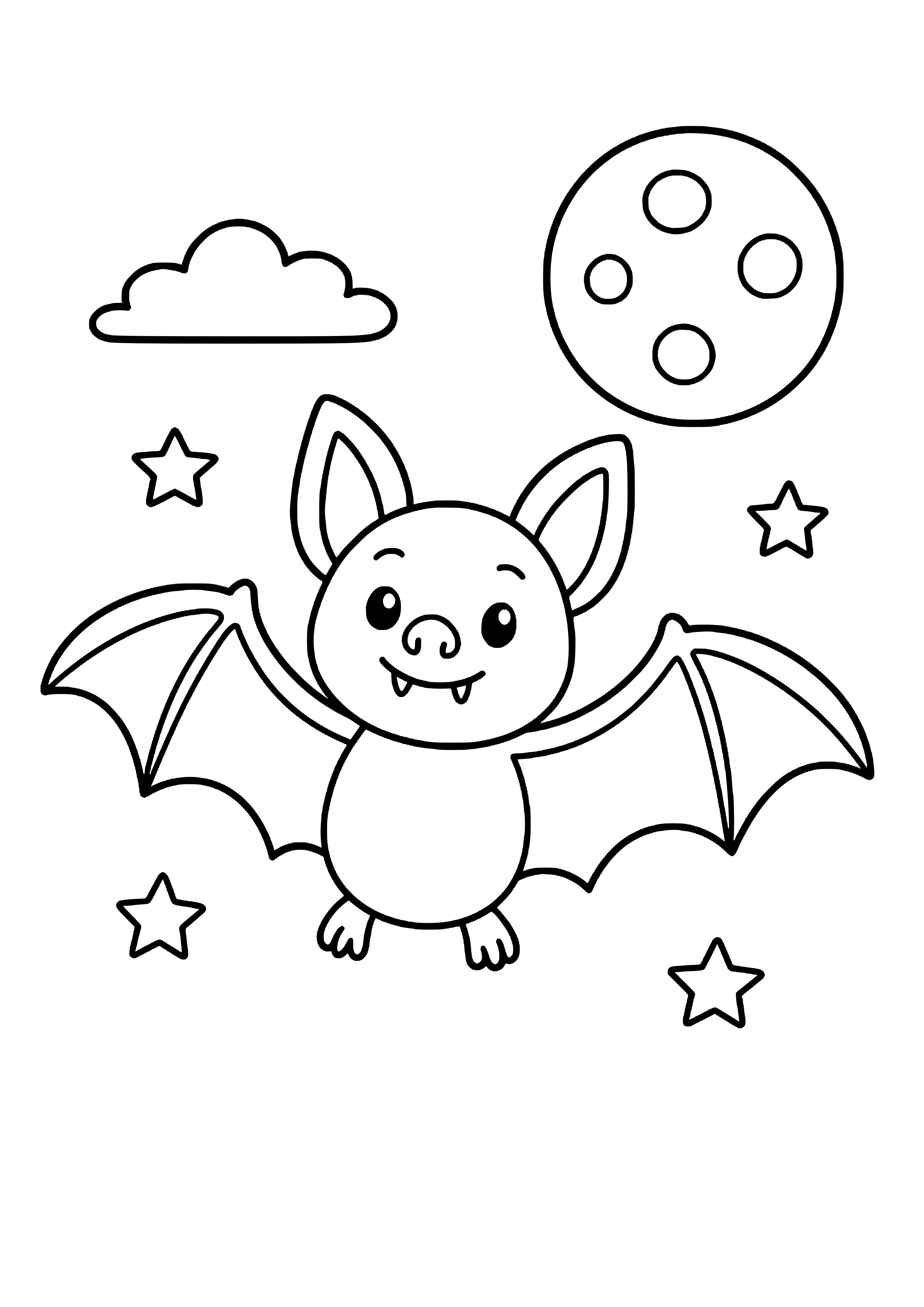 Vampire Bat Flying at Night Coloring Page