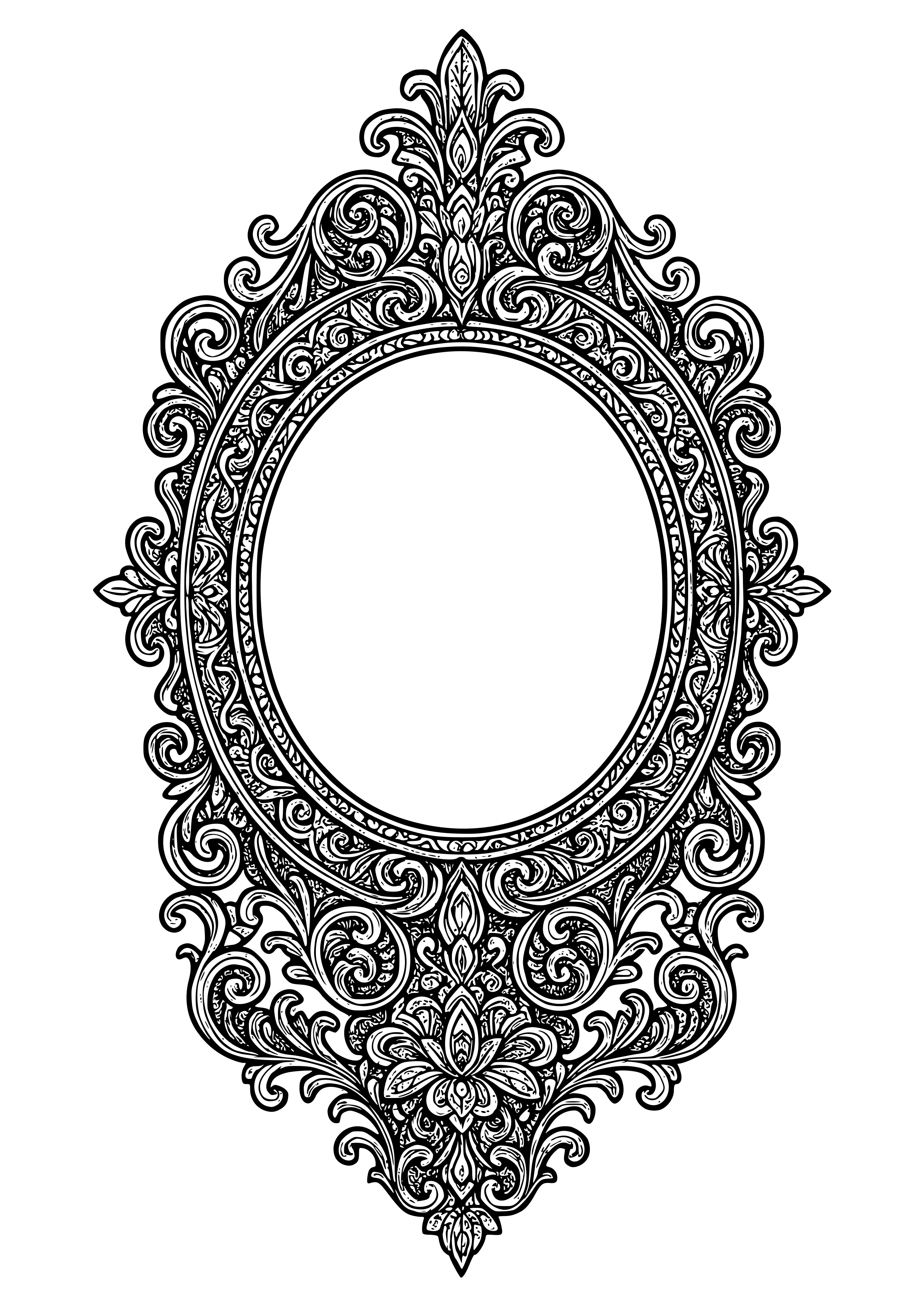Vintage Gothic Mirror with Ornate Frame Coloring Page