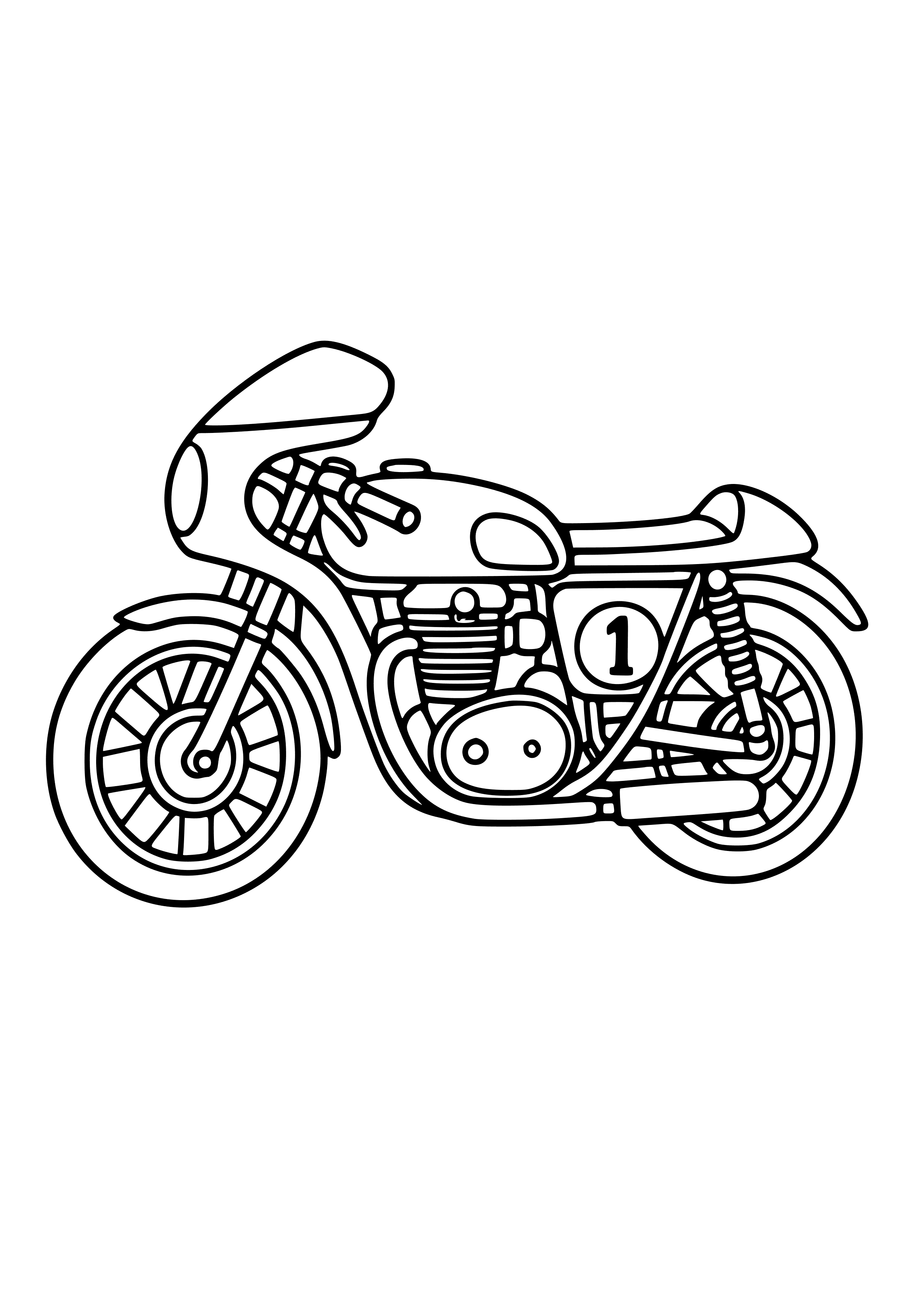 Vintage Racing Motorbike Coloring Page