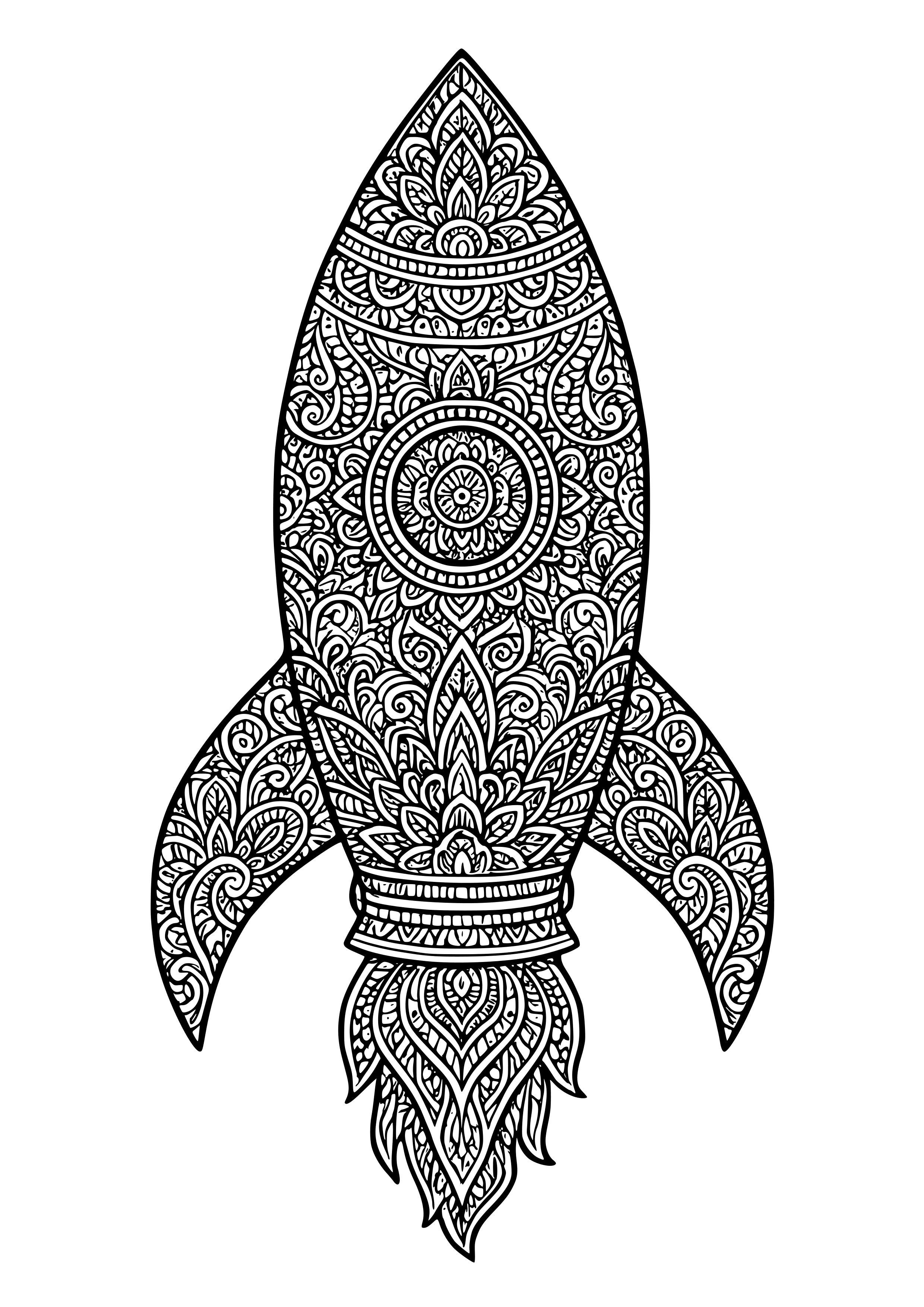 Vintage Rocket Design Coloring Page