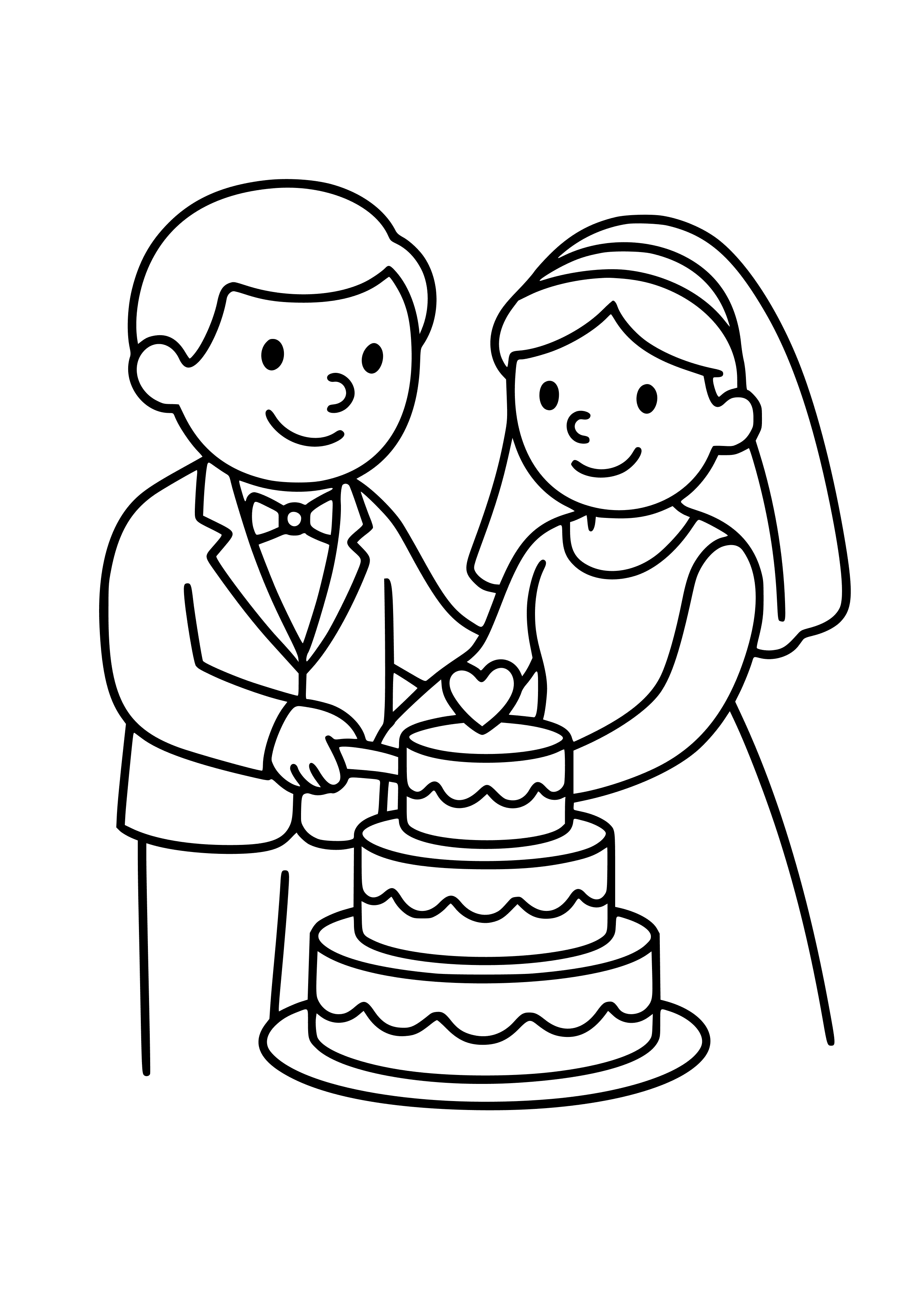 Wedding Cake Cutting Ceremony Coloring Page
