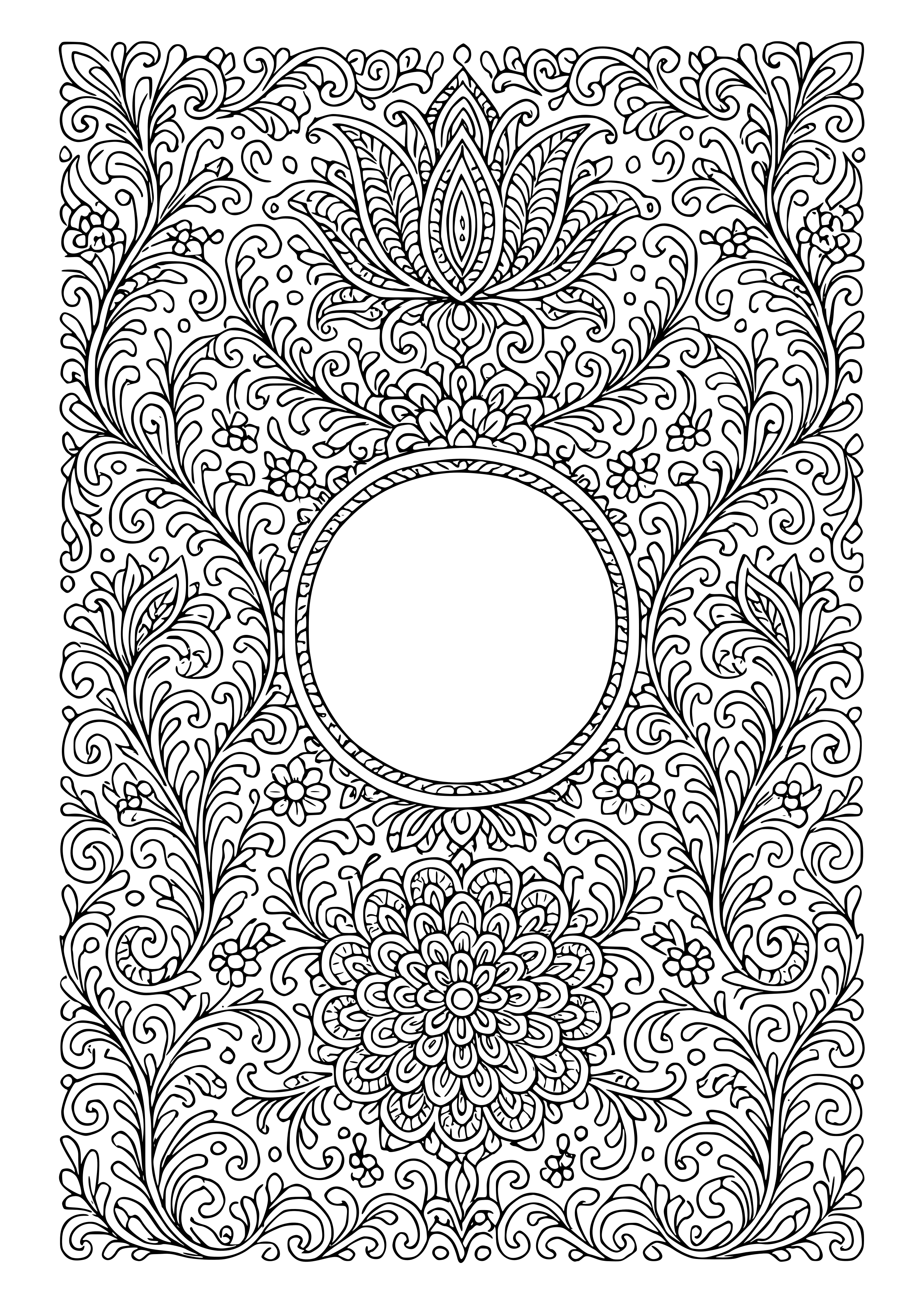 Wedding Invitation with Ornate Designs Coloring Page