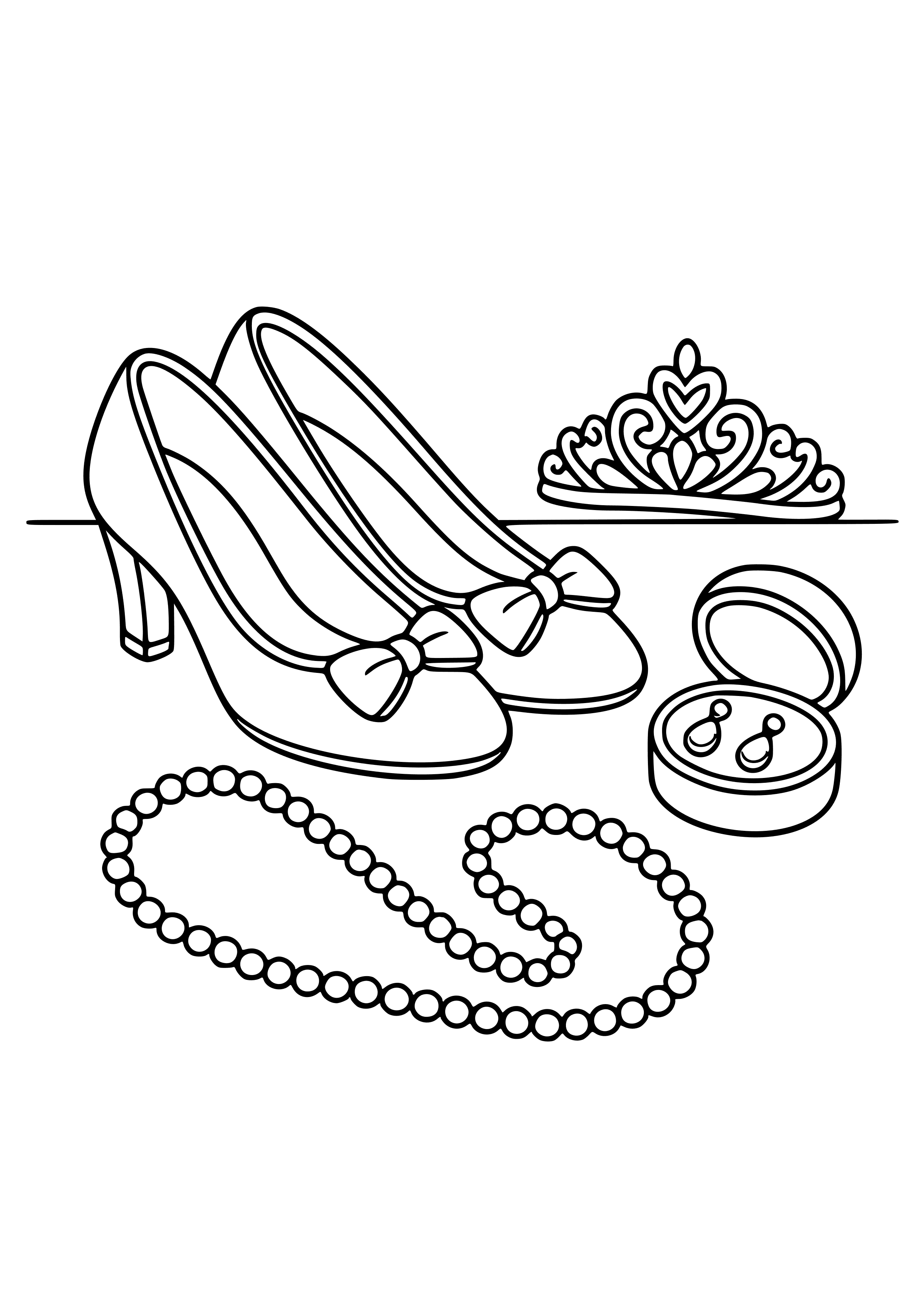 Wedding Shoes and Accessories on a Table Coloring Page