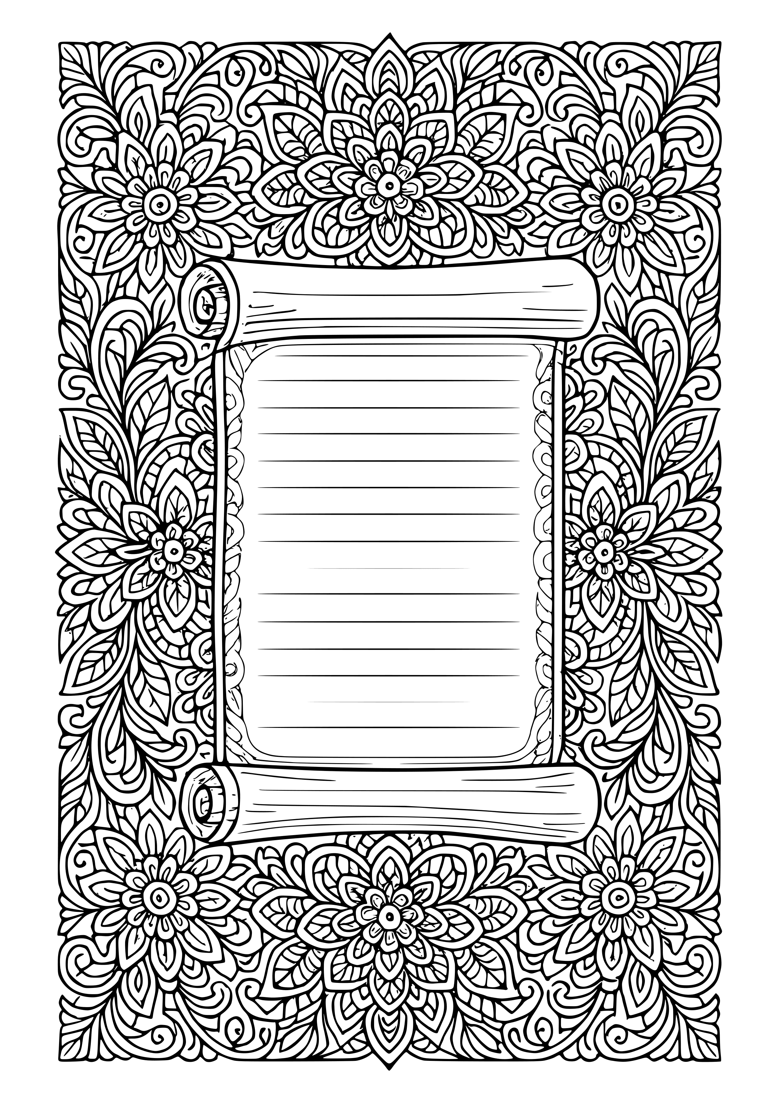 Wedding Vows Written on Parchment Coloring Page