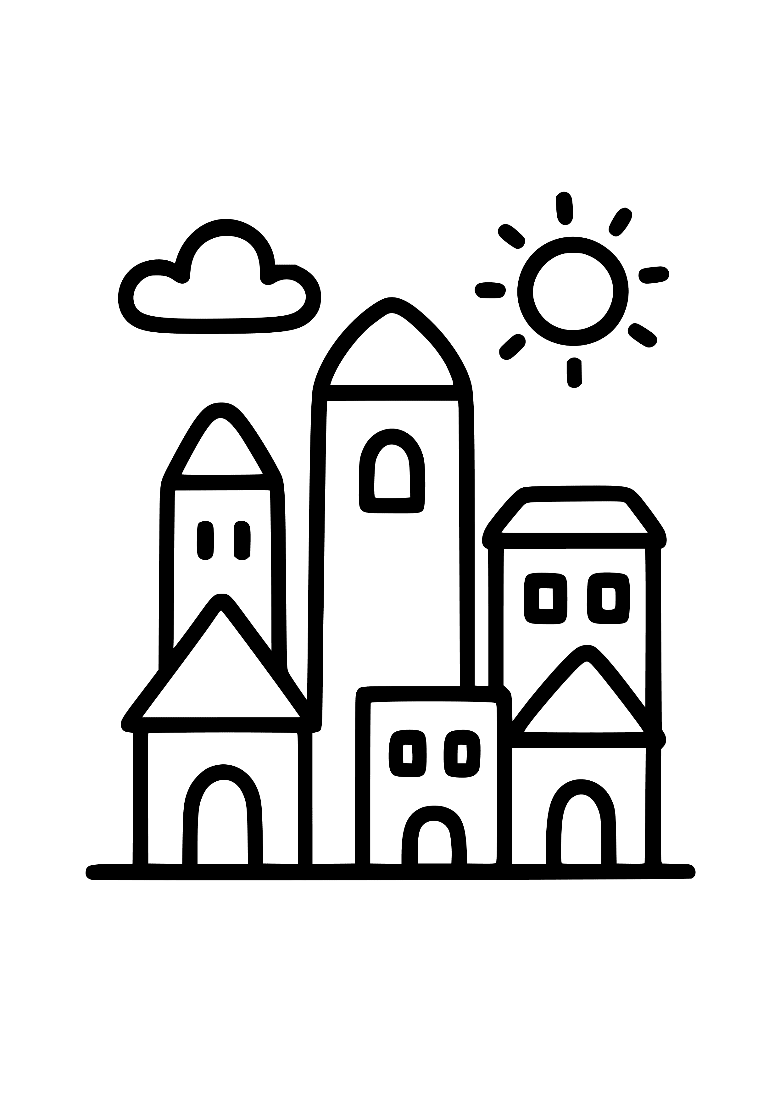 Whimsical City Skyline Coloring Page