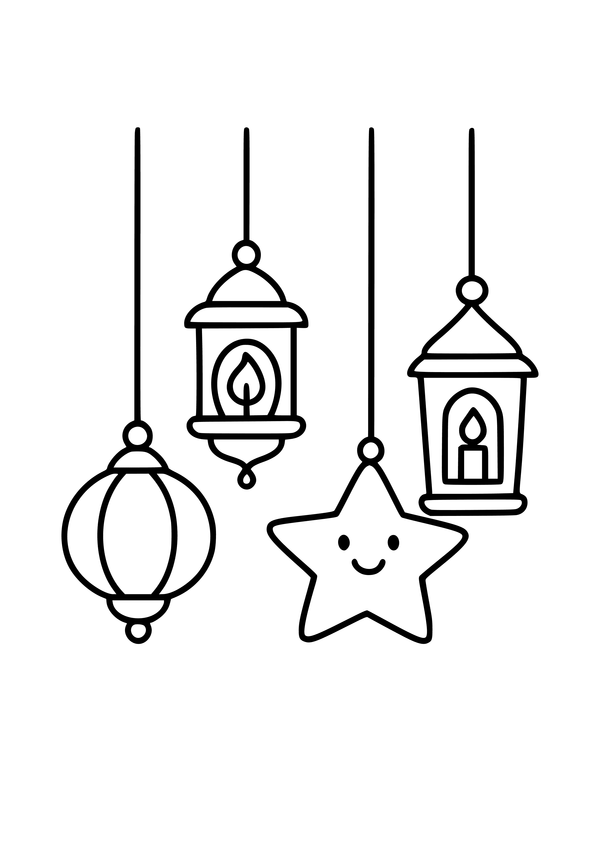Whimsical Lanterns Hanging Coloring Page