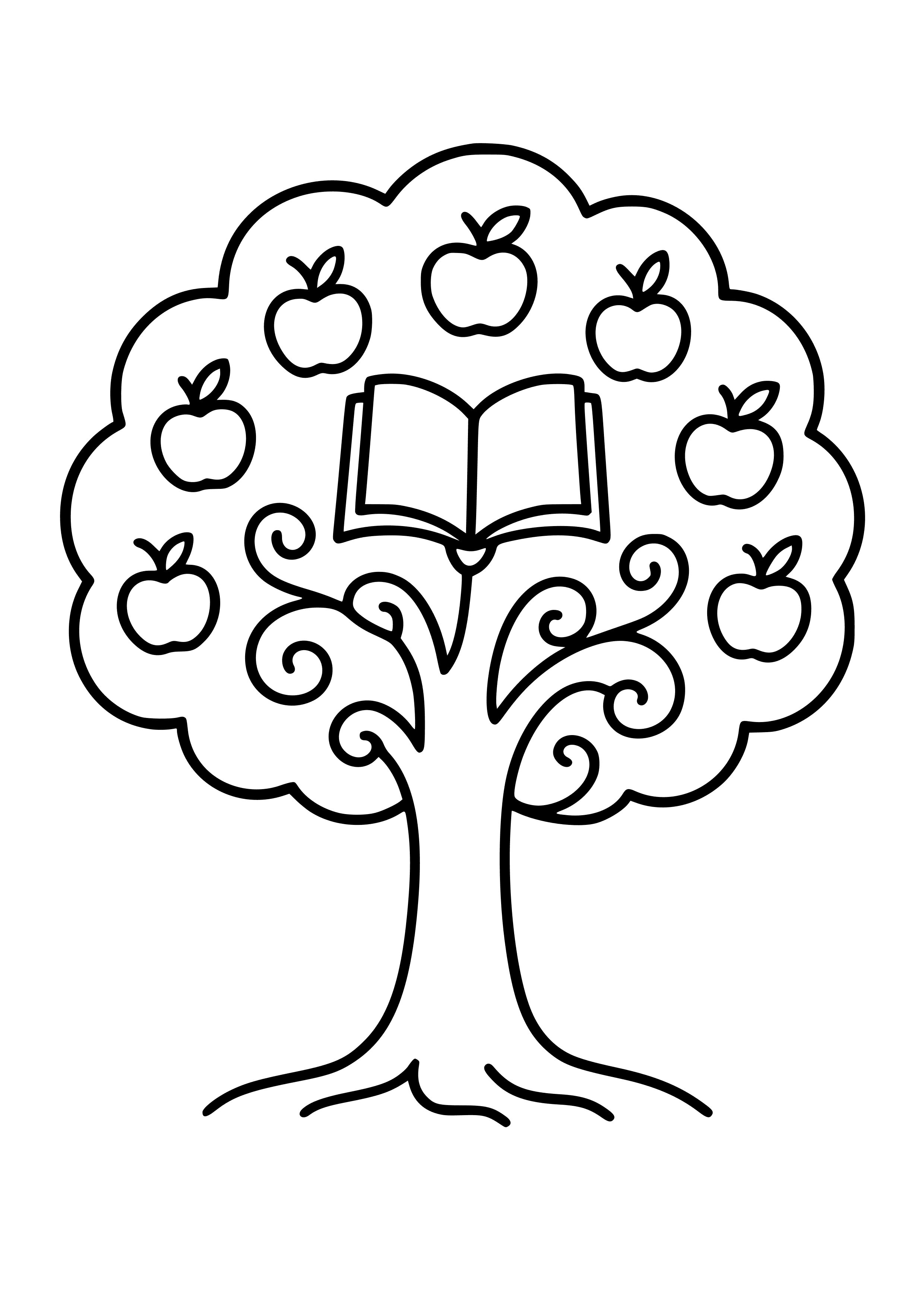 Whimsical Tree of Knowledge Coloring Page