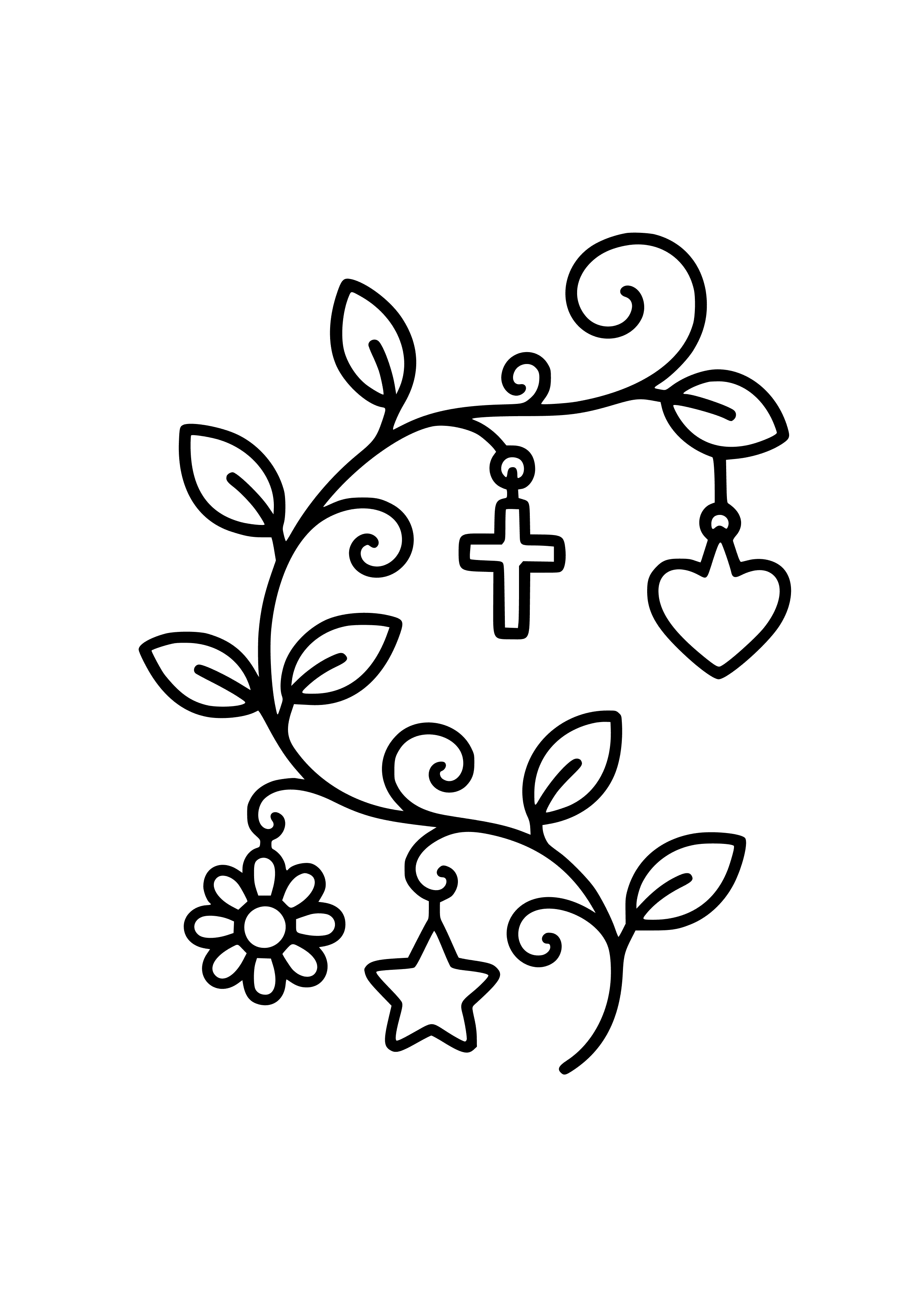 Whimsical Vine with Charms Coloring Page