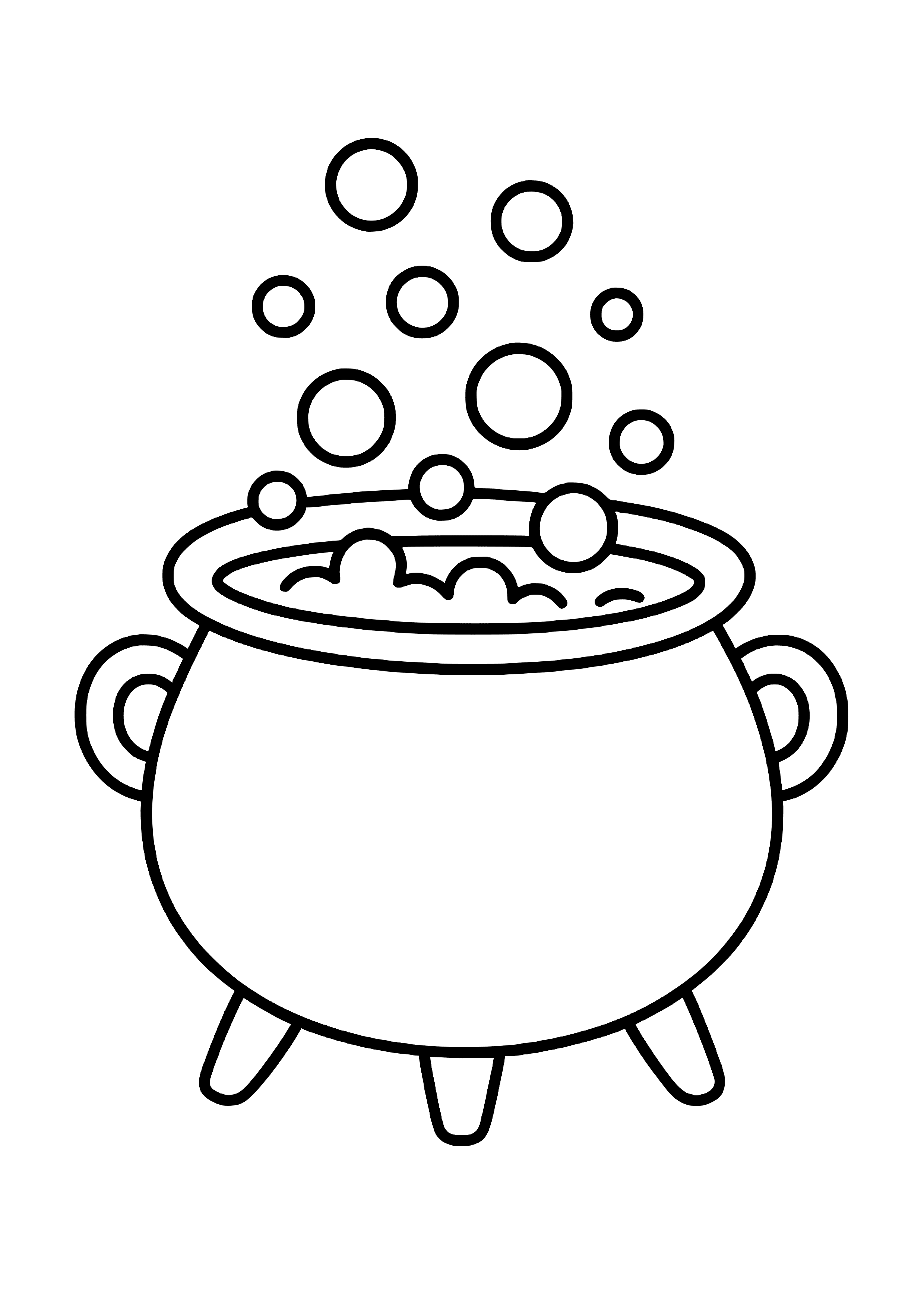 Witch's Cauldron Bubbling with Green Liquid Coloring Page