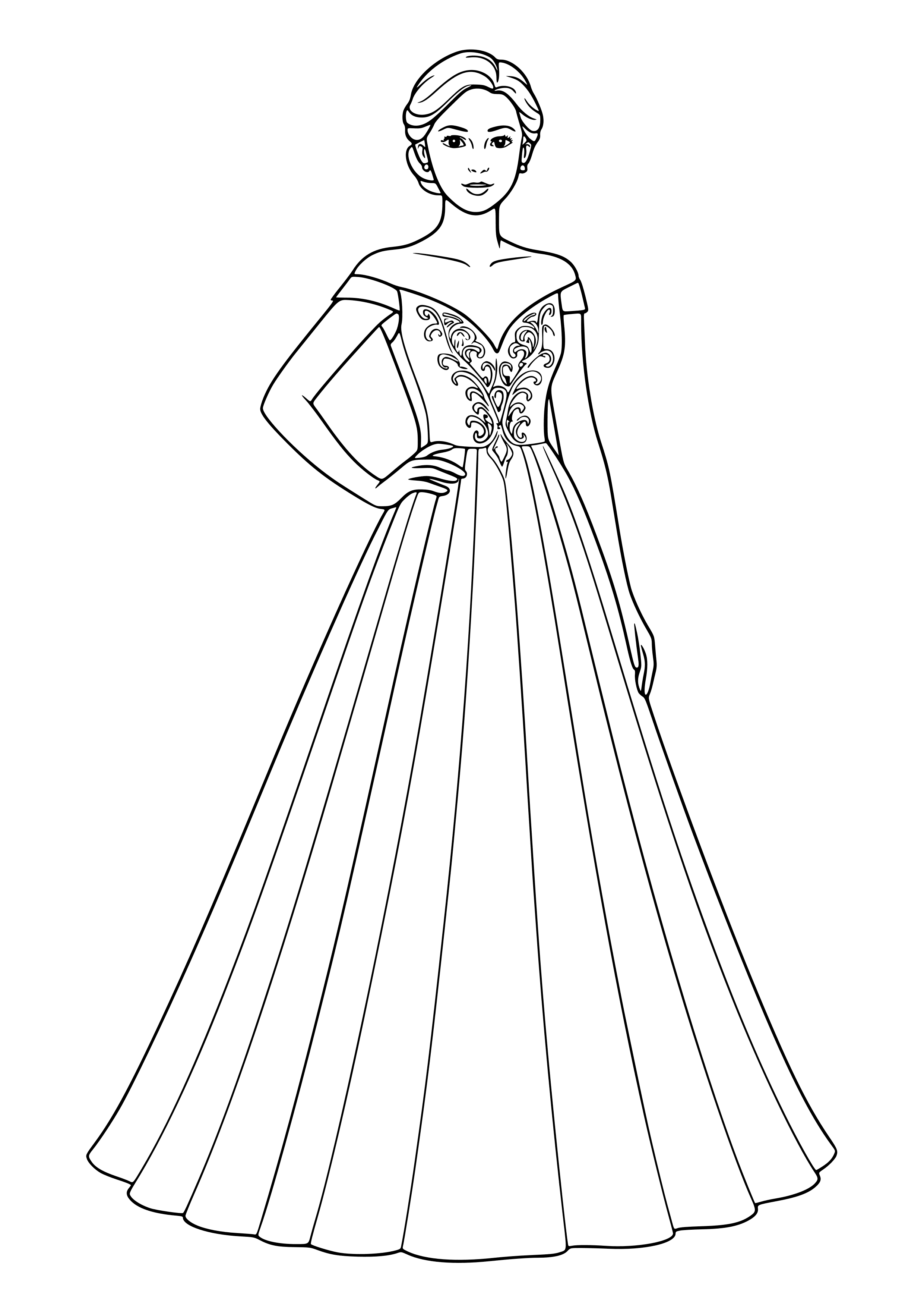 Woman in a Stunning Evening Gown Coloring Page